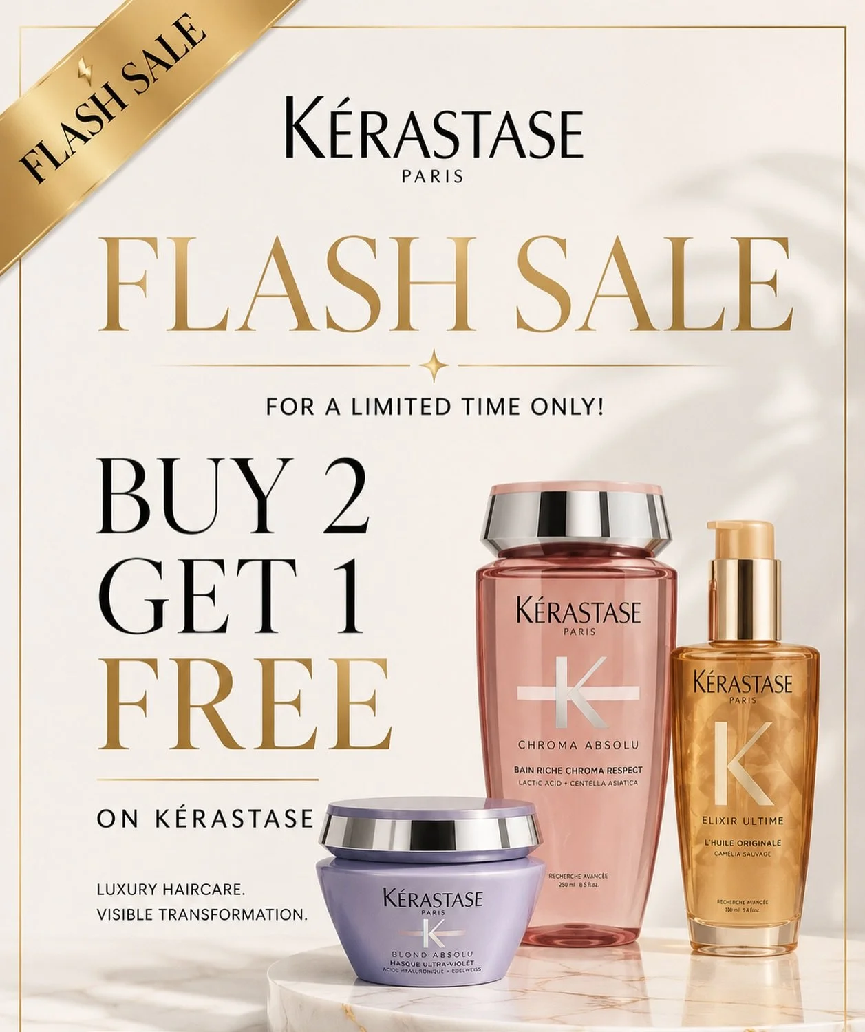 FLASH SALE ONLY AT ARROW 
 Buy 2 get 1 free on Kerastase ✨ 
Stock up on your favorites while they last! 

#denverhairstylist #denverhairsalon #denverkerastasesalon #denverhairextensions #denverhaircolor