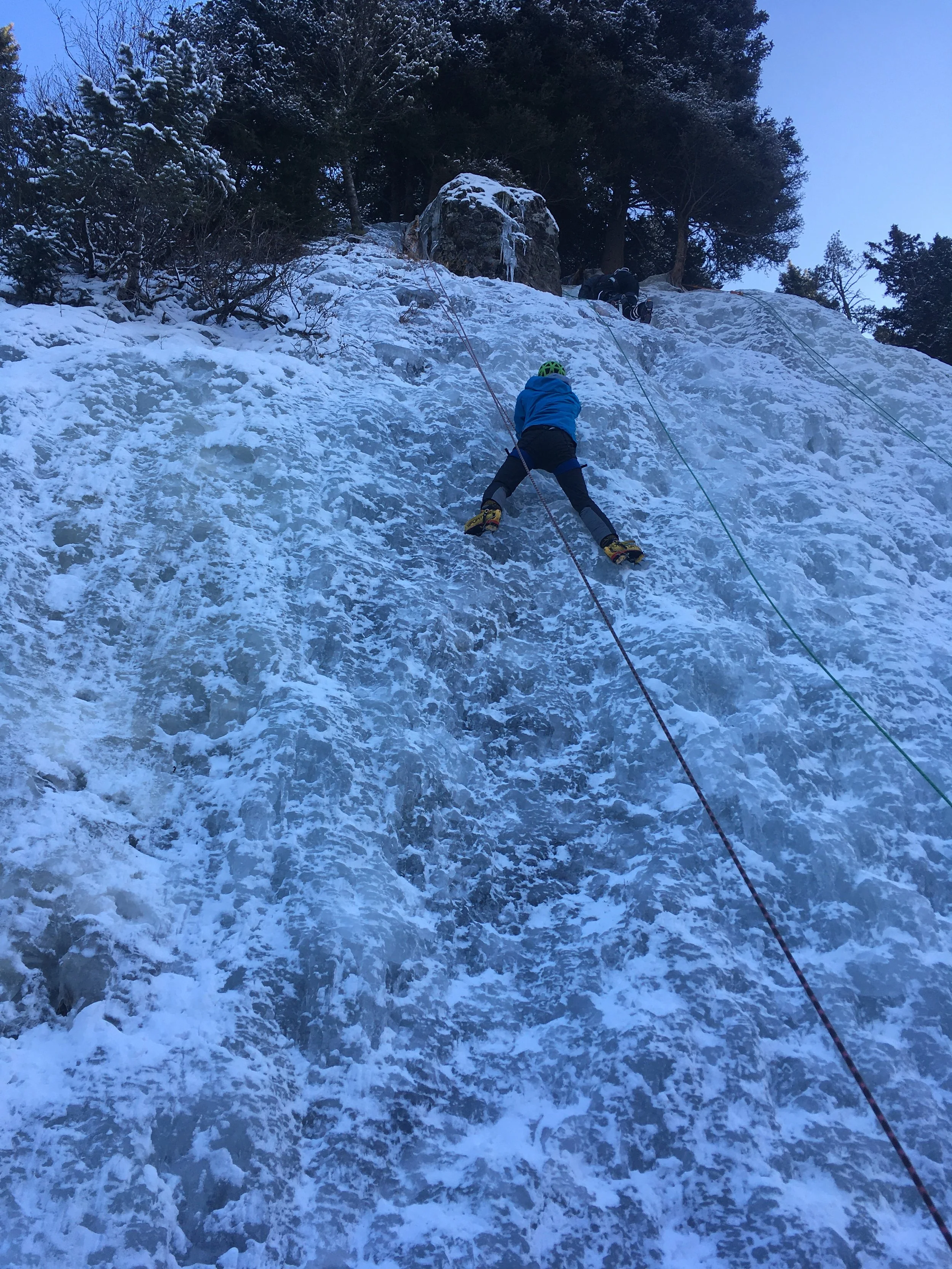 Katie convinced Oliver to take an ice climbing class with her at Ice Fest.
