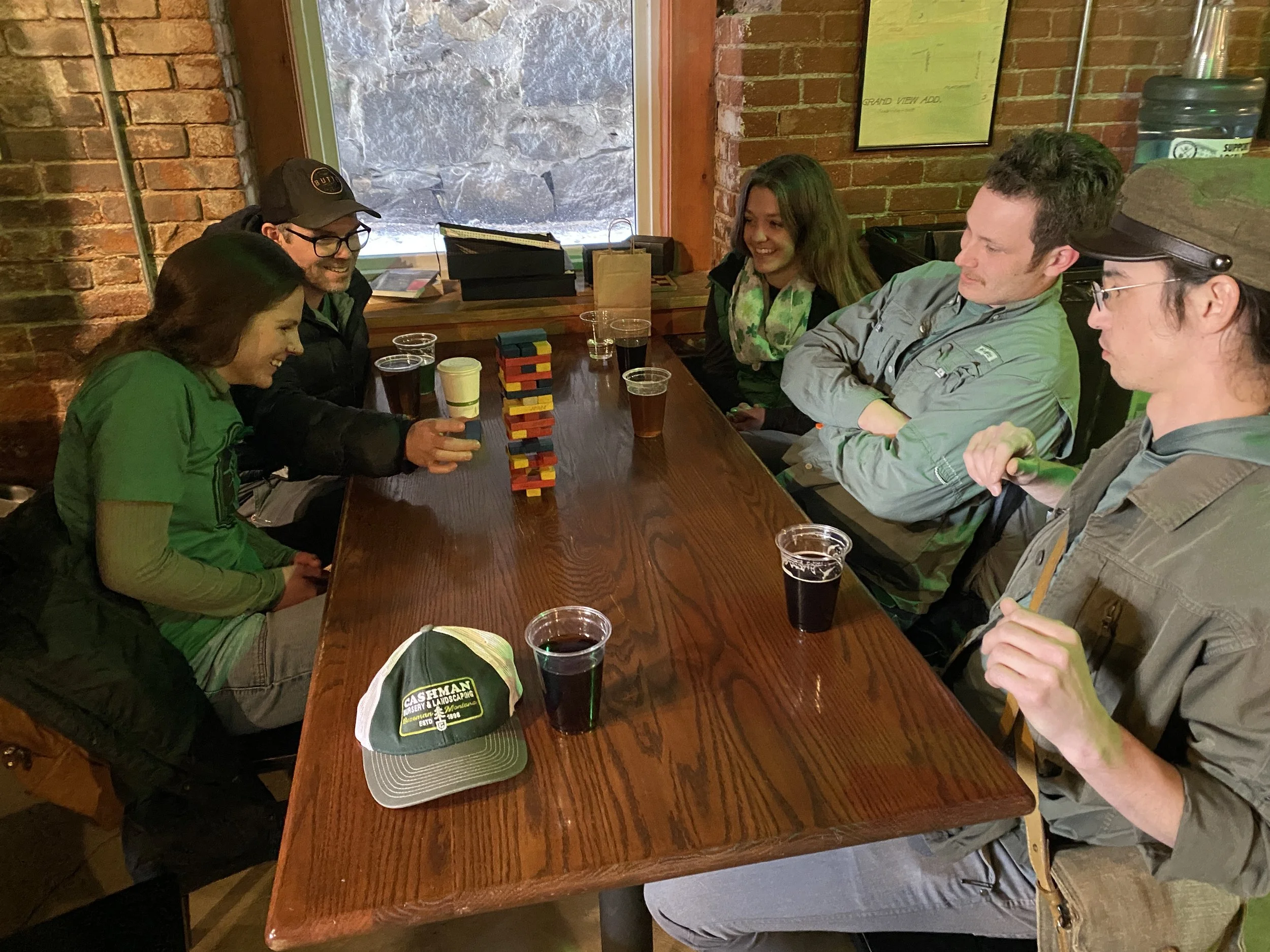 St. Patrick's Day Jenga with friends in Butte. 