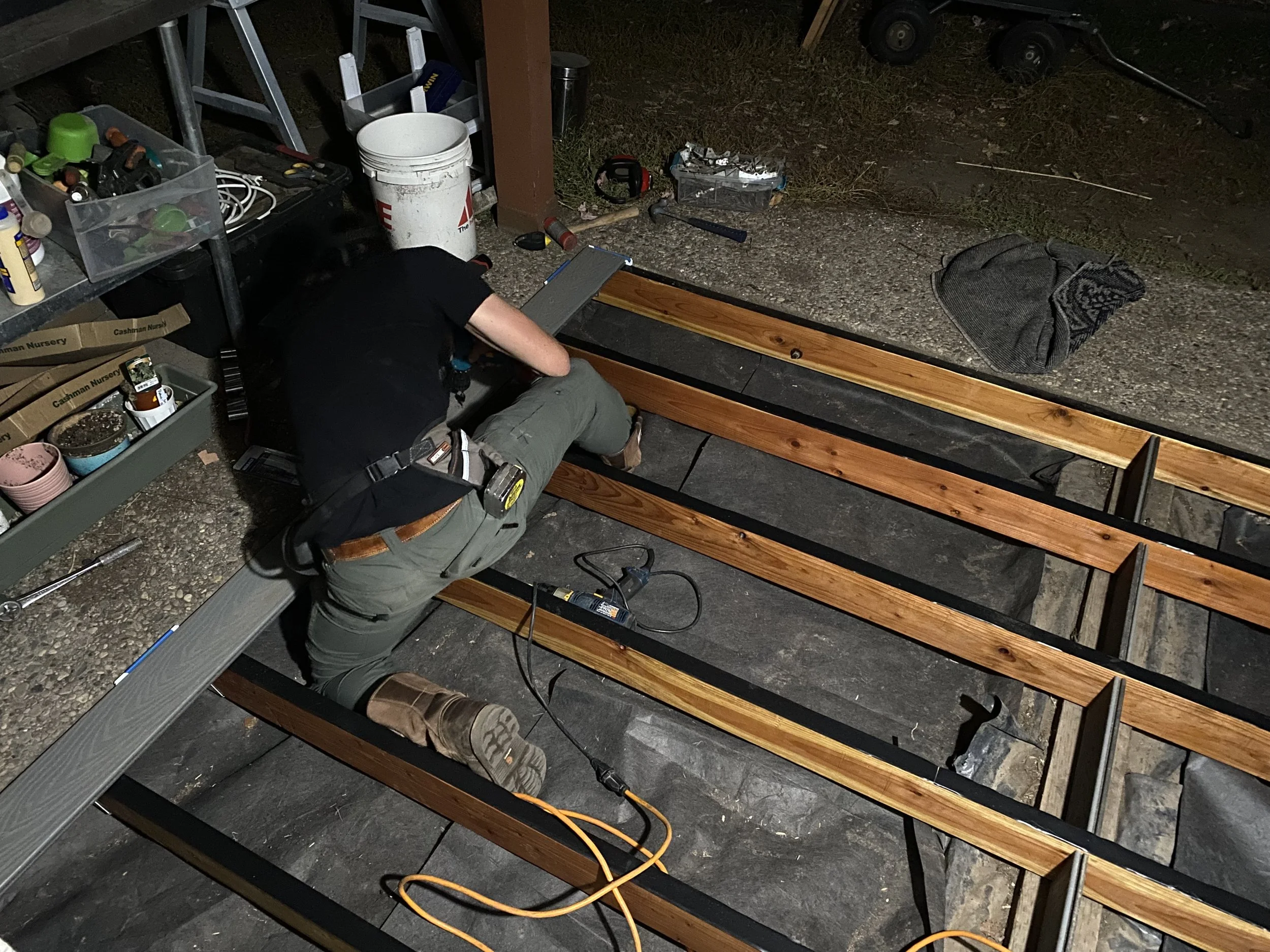 Oliver rebuilt the back deck. 