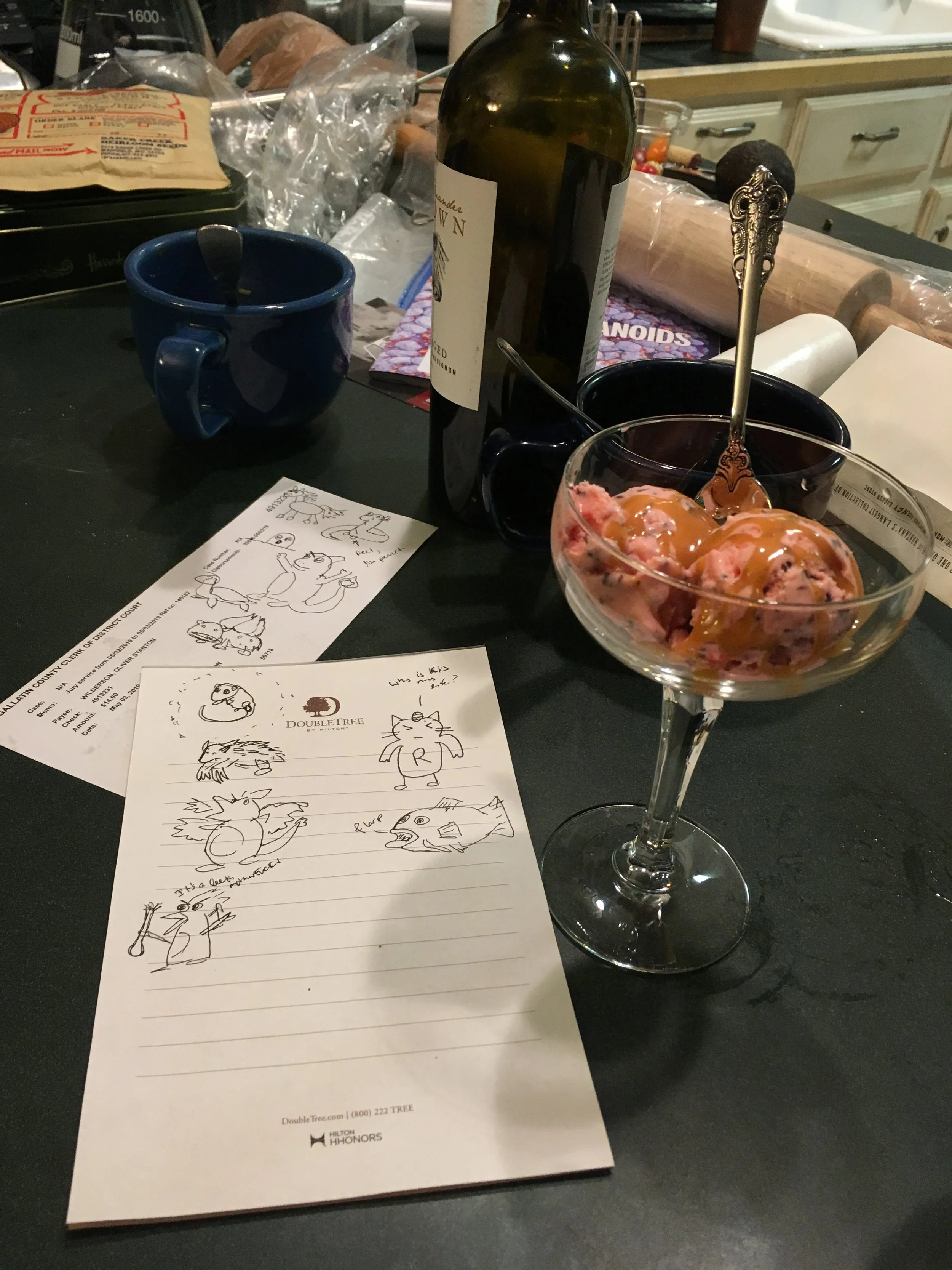 "We haven't watched Pokémon since middle school. Let's draw them from memory!" 

This led to us playing Pokémon Go...