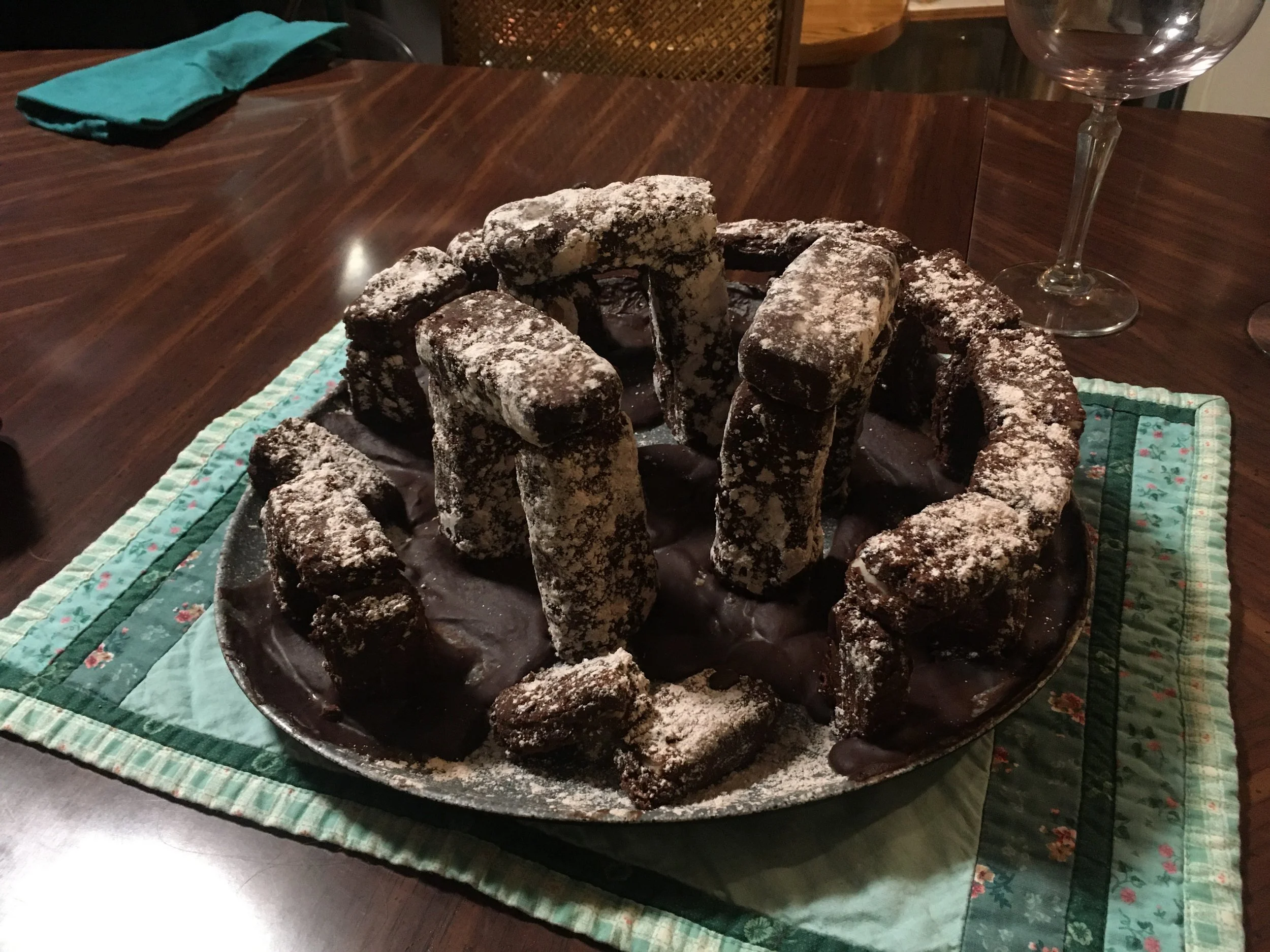 Oliver made Katie a chocolate Stonehenge for her birthday. (See: Ylvis - Stonehenge)