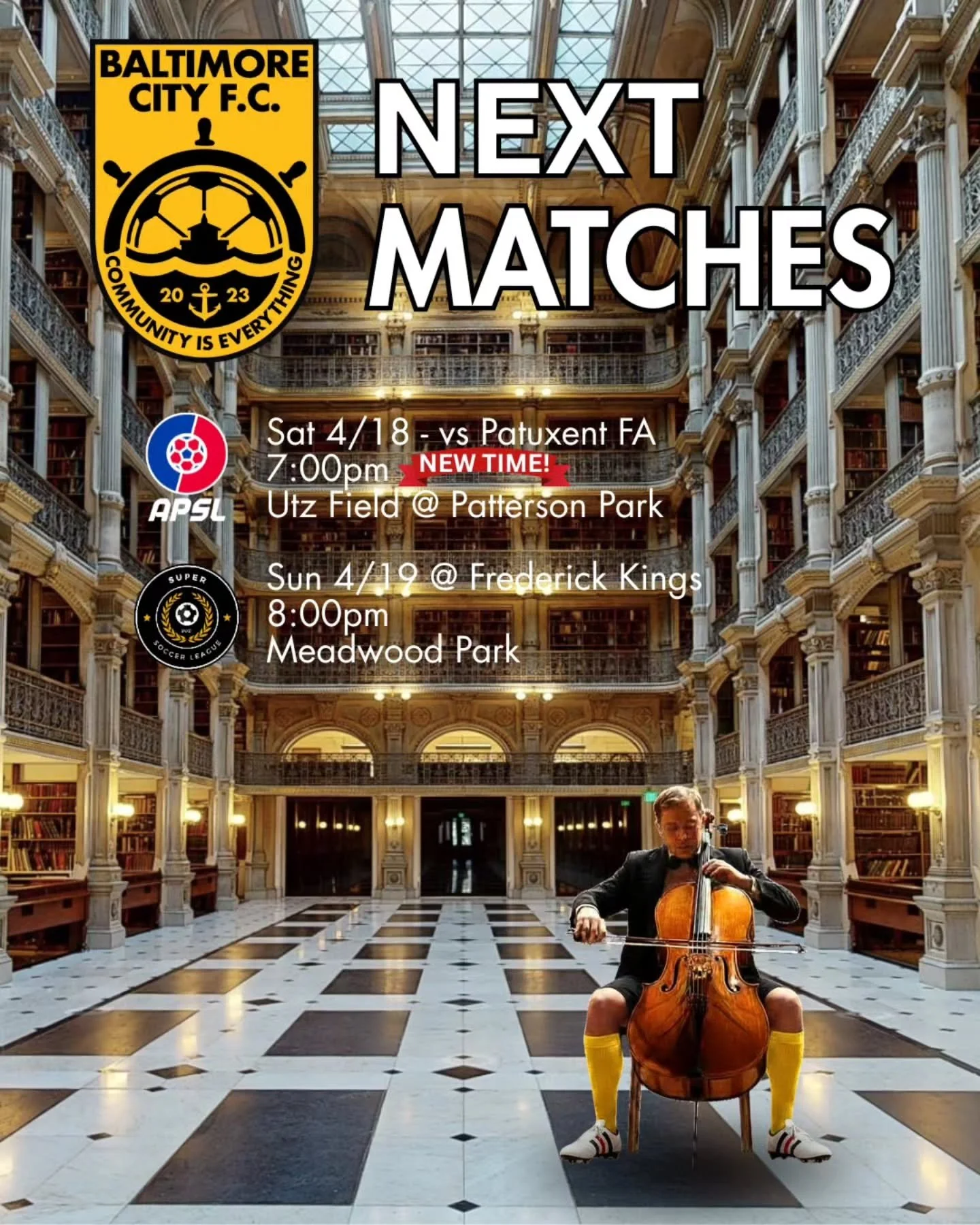 Another busy weekend ahead, including a return home in the @apsl.soccer to the big bold gold utz field in Patterson Park!