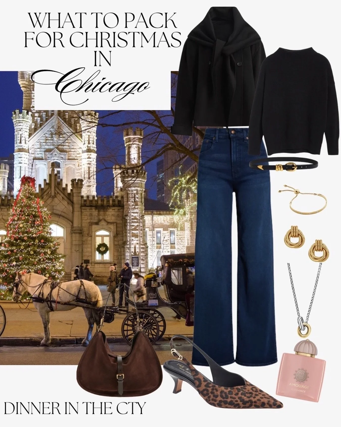 Save this simple capsule outfit for your next Chicago trip 💫

Dinner in Chicago at Christmas hits different &mdash; twinkle lights, chilly nights, and outfits that feel polished without trying. This is my go-to look for a December night out: wide-le