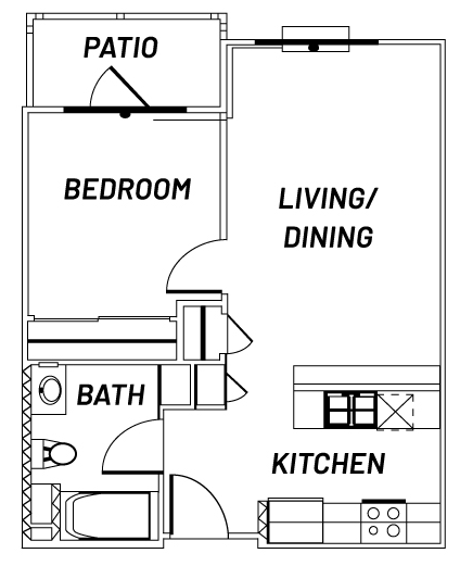 "Plan 1" 1 bedroom floorplan