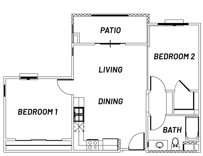 "Plan 3" 2 bedroom floorplan