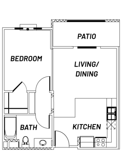 "Plan 2" 1 bedroom floorplan