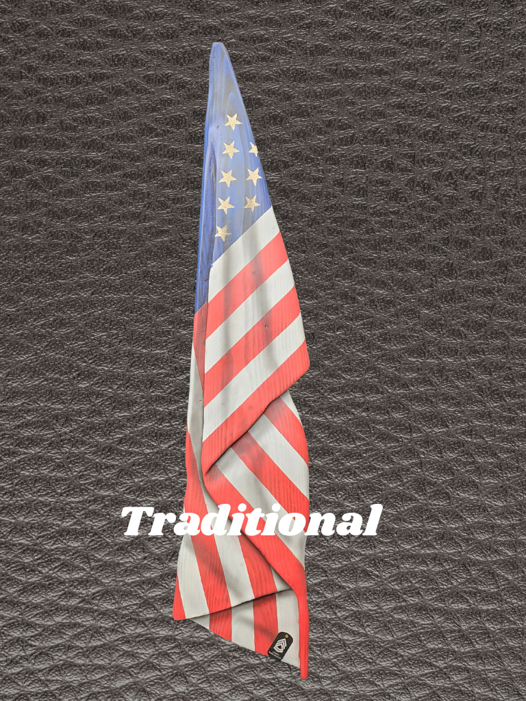 Hand-Carved Wood Draped Flag