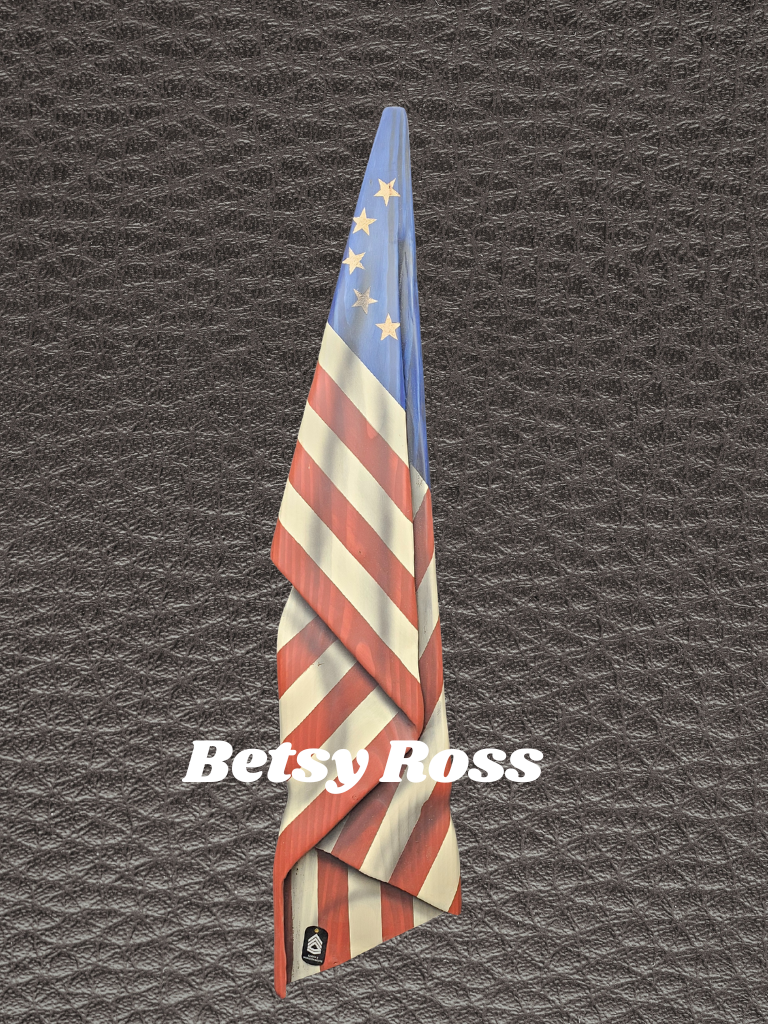 Hand-Carved Wood Draped Flag