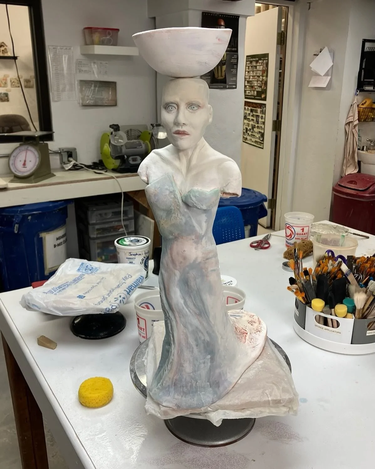 Ready for the kiln 🤍🙏🤍 @ 23 inches tall. Preparing for an upcoming exhibit. 💞