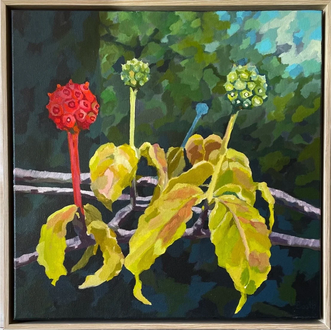 Leanne Booth - "Dogwood in January" - Mixed media on stretched canvas
