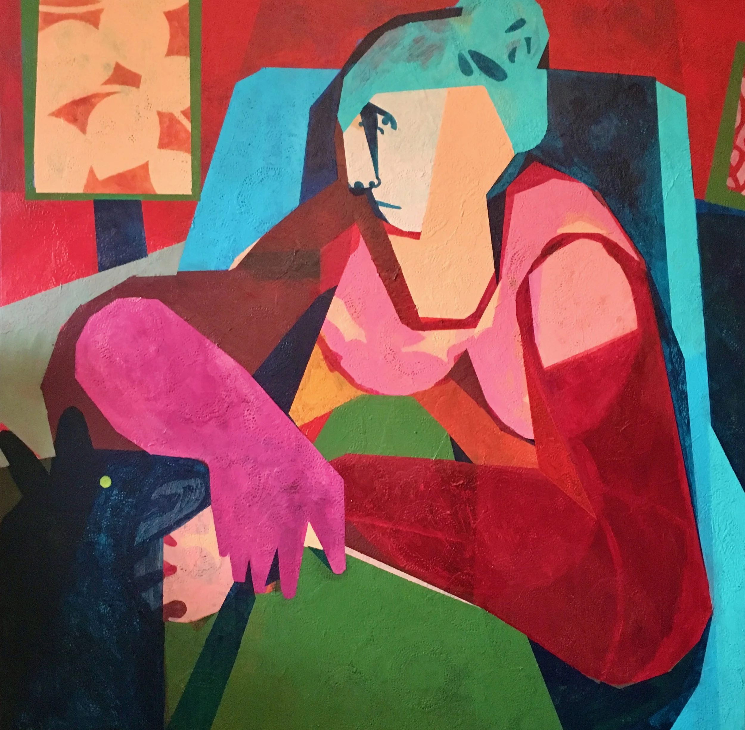 HELEN OPREY -LOVE OF A DOG - ACRYLIC ON CANVAS - 105CMX105CM (FRAMED) - $2000.jpeg