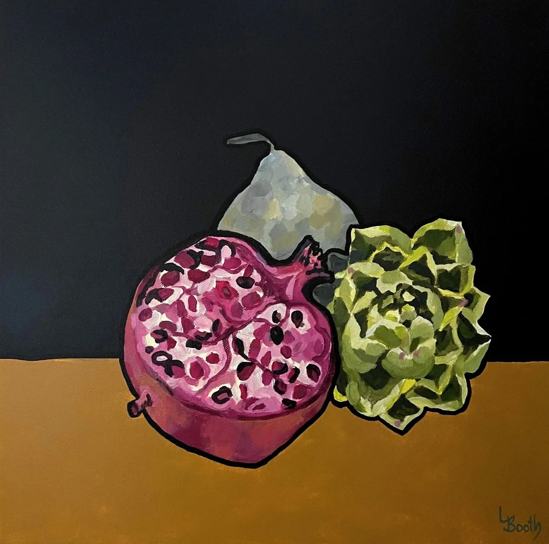 Leanne Booth - "Artichoke and Pomegranate" - Mixed media