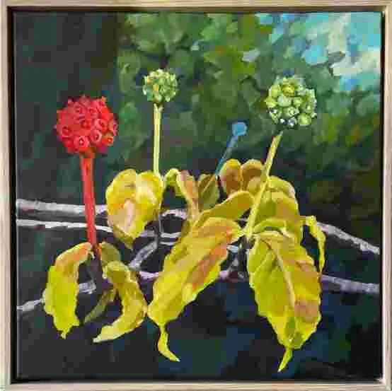 Leanne Booth - "Dogwood in January" - Mixed media on stretched canvas