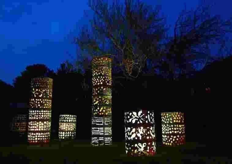 Heidi McGeoch - "Solar Harvest" - Hollow steel vessels and the sun.