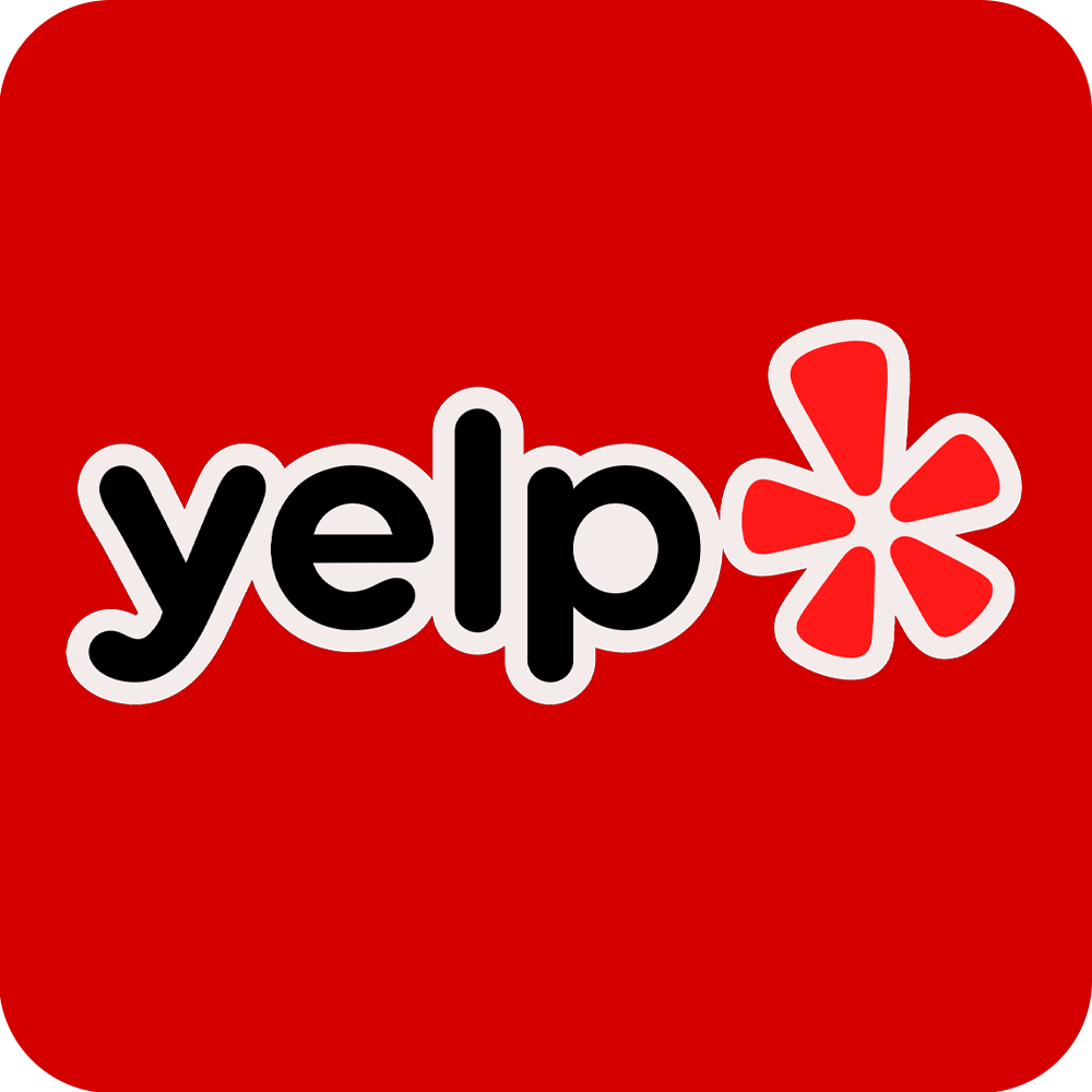 Yelp logo on a red background.