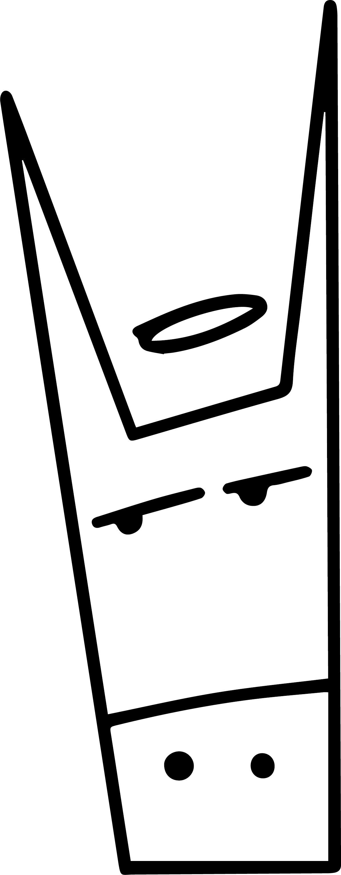 Black and white cartoon drawing of a gay pride flag with a face and sad expression.