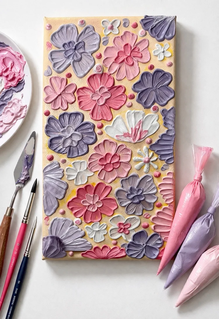 Textured floral painting