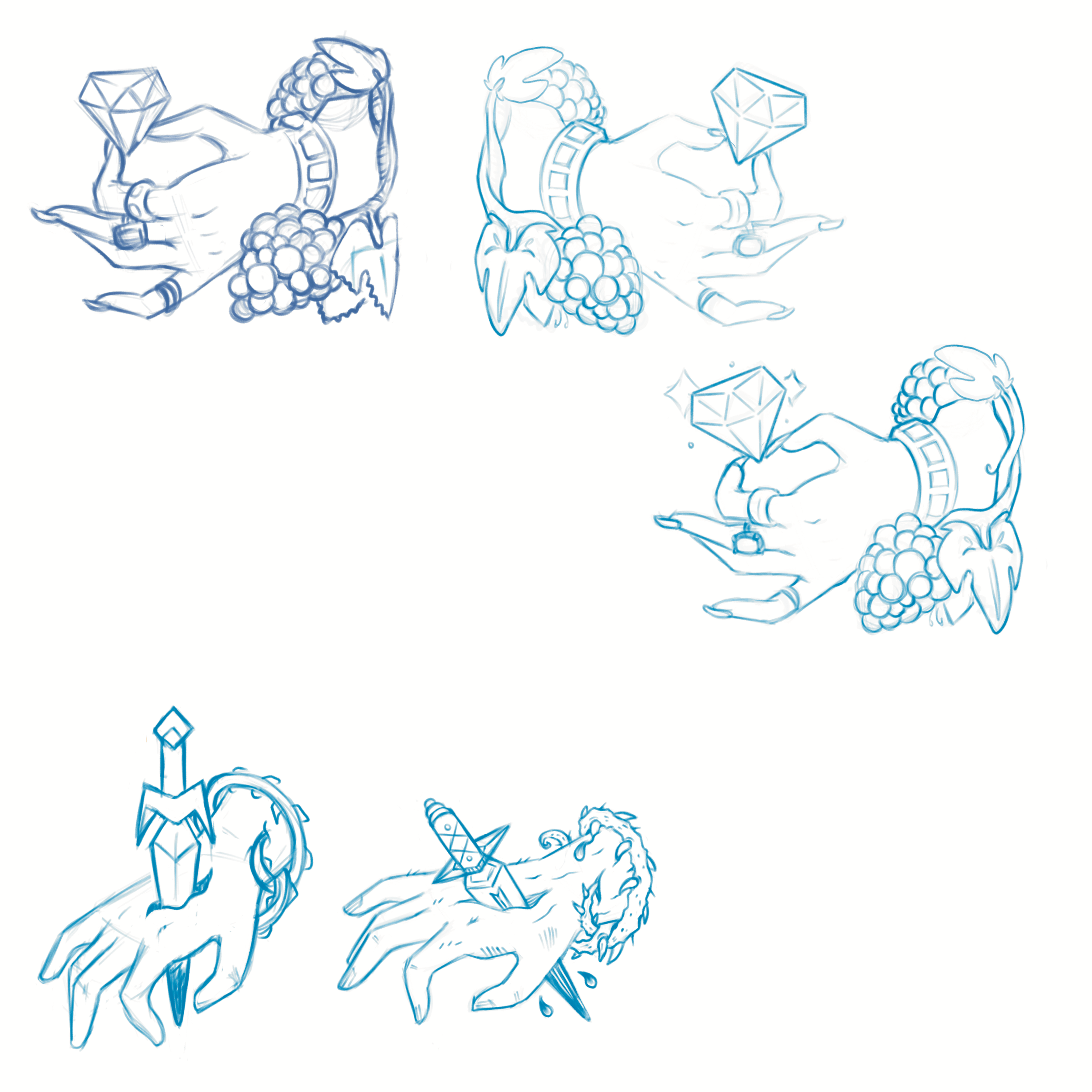 Finalized Sketches of Hands.