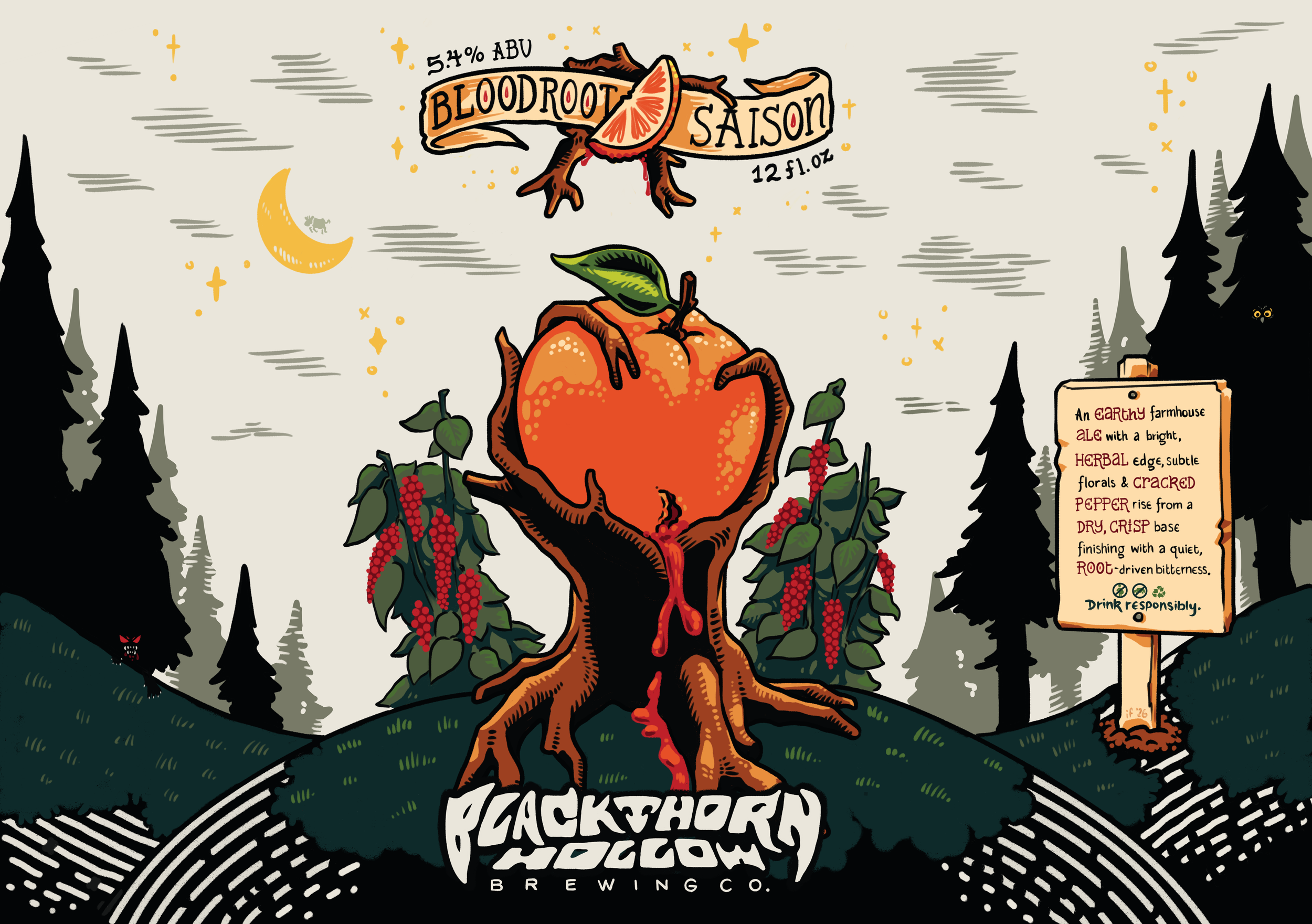 Blackthorn Hollow's Bloodroot Saison Can Design