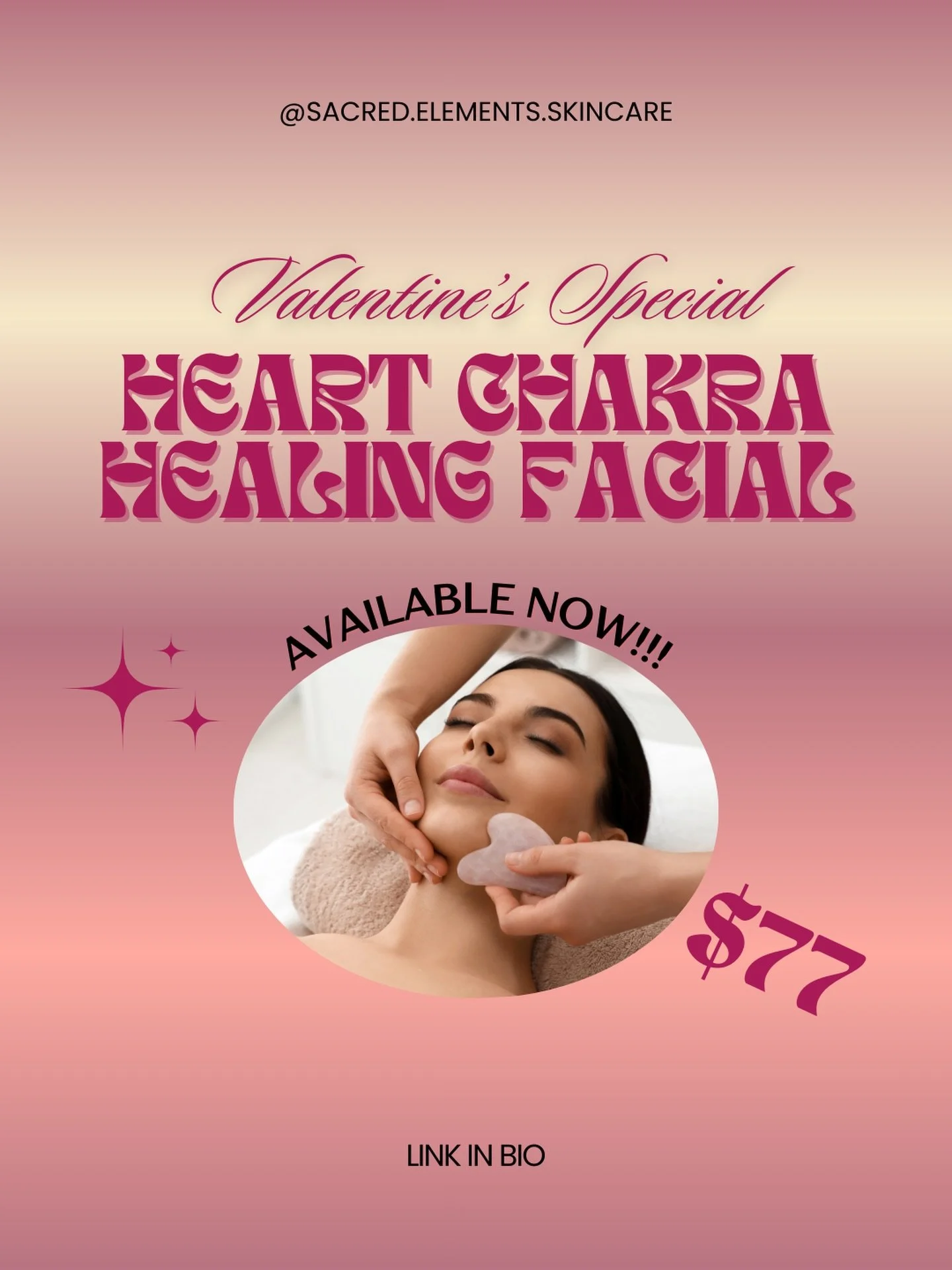 💖Valentine&rsquo;s Day Special: Heart Chakra Healing Facial💖

✨$77 (Reg. $115) - Offer valid until 2/22/25 ✨

This Valentine&rsquo;s Day, give yourself or someone you love) the gitt of radiant skin and a nourished soul with our Heart Chakra Healing
