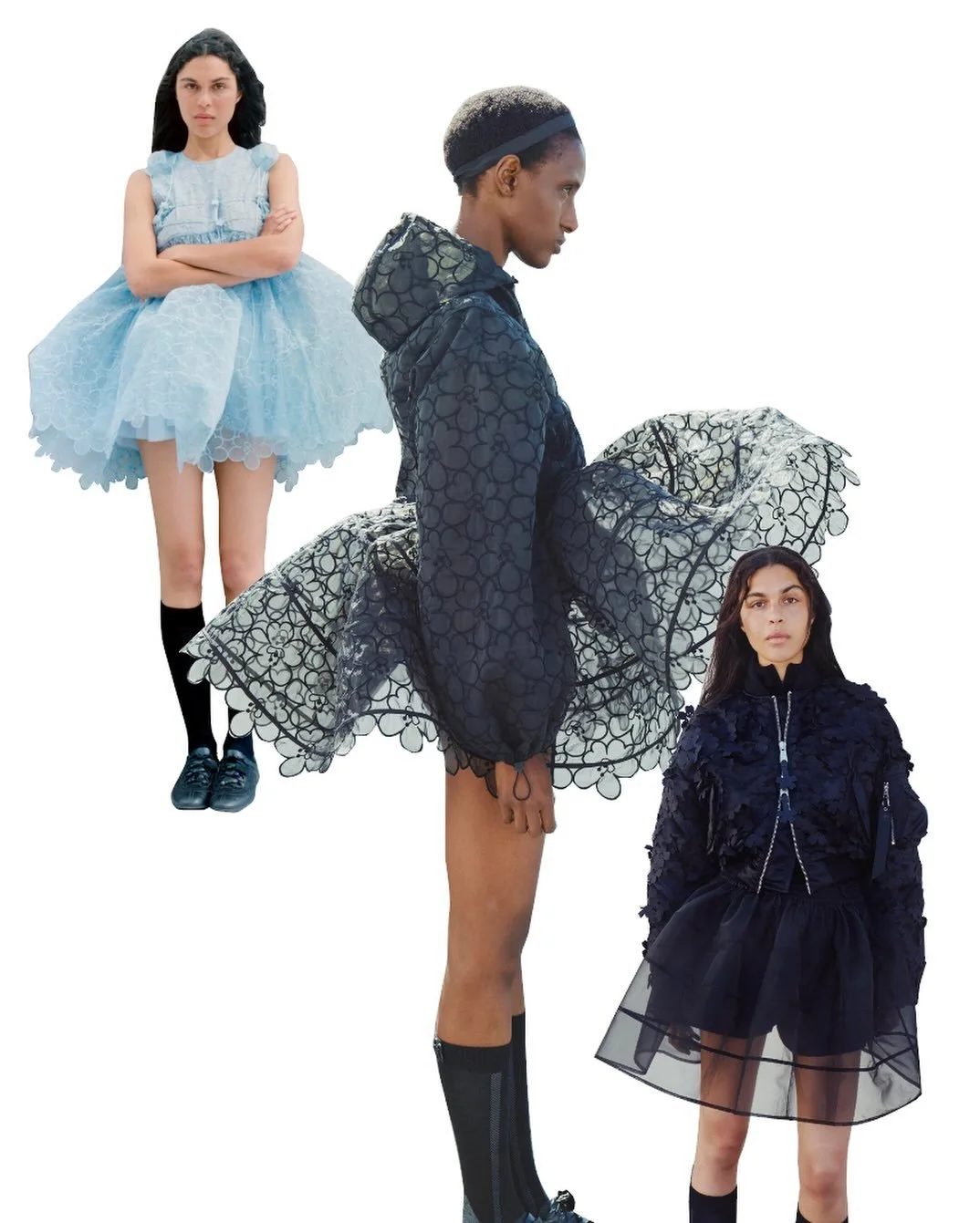 Structured femininity is having a moment&hellip;  that space where sculpted form meets a softer, fluid edge. 

Hard + Soft. 
Femme + masculine. 
Sheer layered back with something more solid. 

A polarity that keeps resurfacing across shows and moodbo