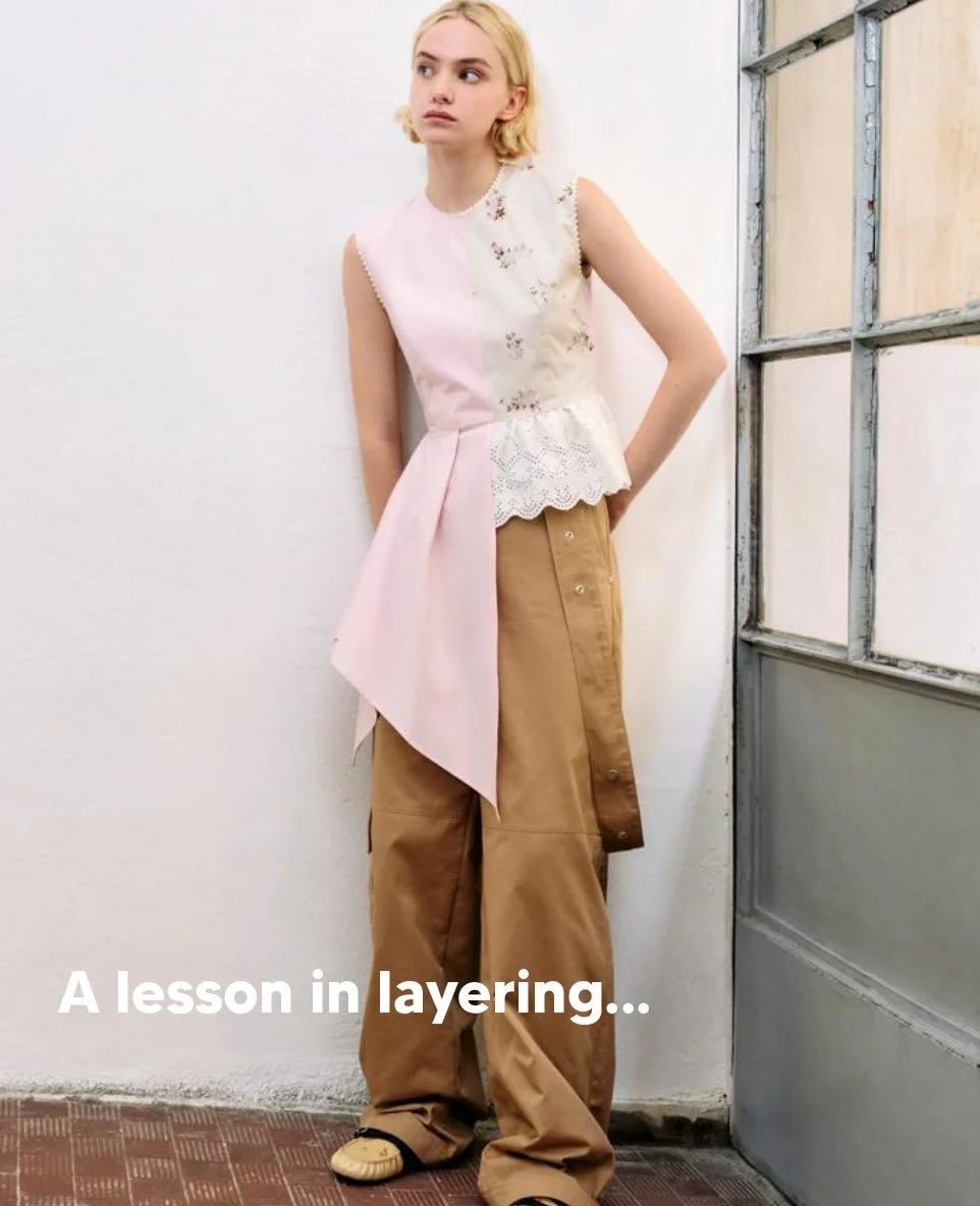 Layering is a key message this season.. but what&rsquo;s interesting is that right now, it&rsquo;s not taking on a more is more ethos. 

Rather, layering is intentional. 
To shift proportion. 
Add softness. 
Update familiar silhouettes. 

Dresses wor