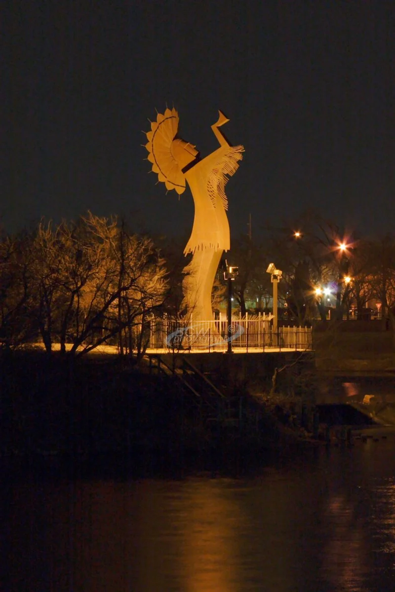 Keeper of the Plains on original stand - Wichita, KS