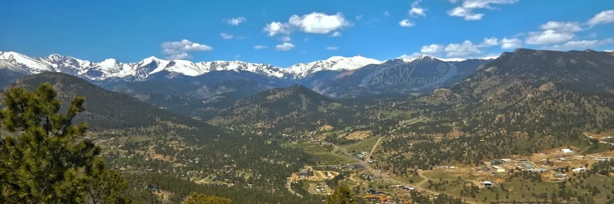 View of Rocky Mtn NP from Prospect Mtn in Estes Park, CO