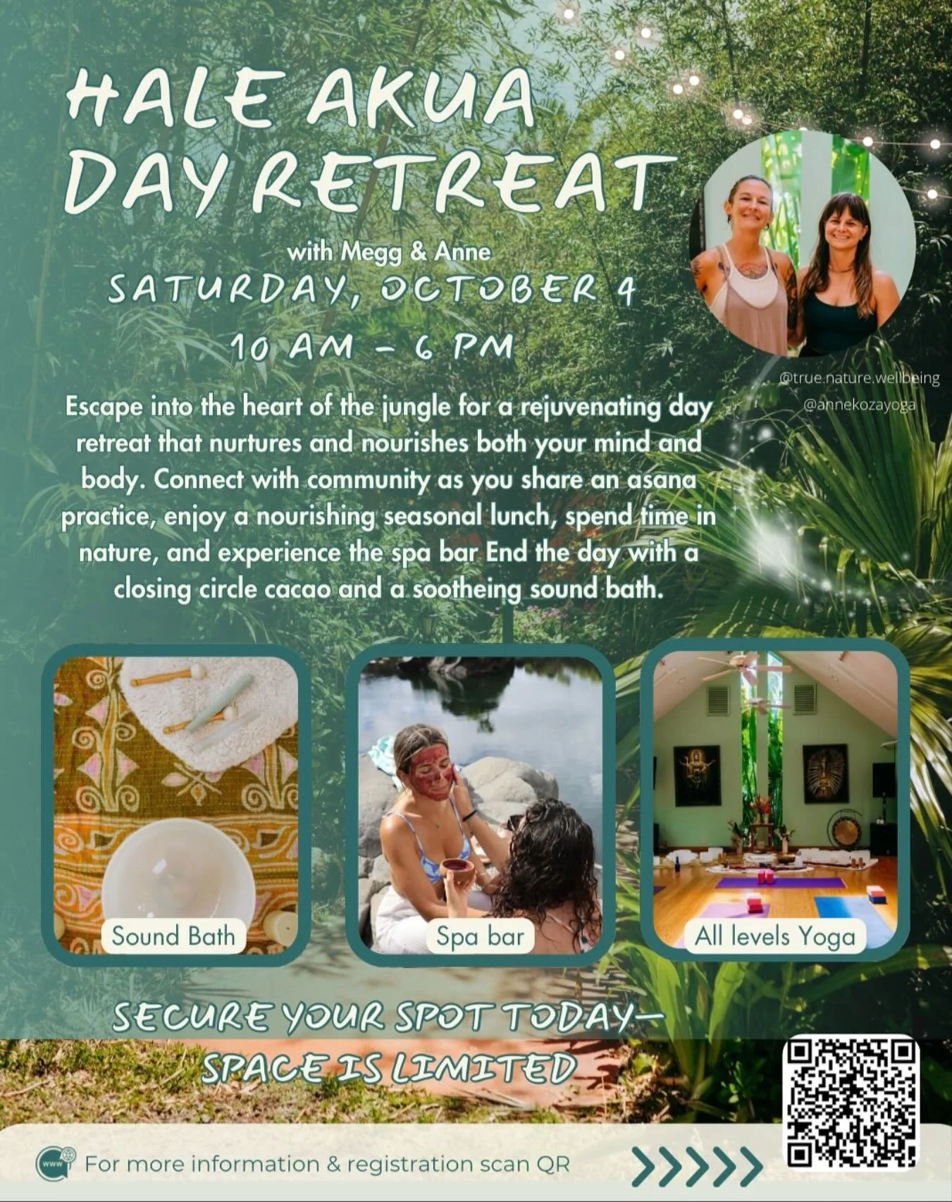 JUST LAUNCHED: October 4 Day Retreat!

We are thrilled to be back @haleakua for our seasonal day retreat on Saturday, October 4 from 10am to 6pm 💜✨🦋

This will be a day in the jungle to fully reset your nervous-system through yoga, nature, a warm m