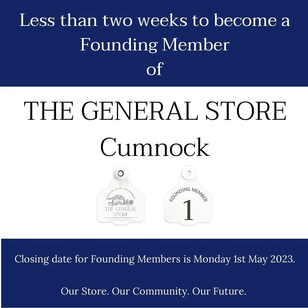 Be part of the journey and become a founding member!
#communityfirst #supportlocal #takesavillage #cumnocknsw #foundingmembers #saveourstore #thegeneralstorecumnock
