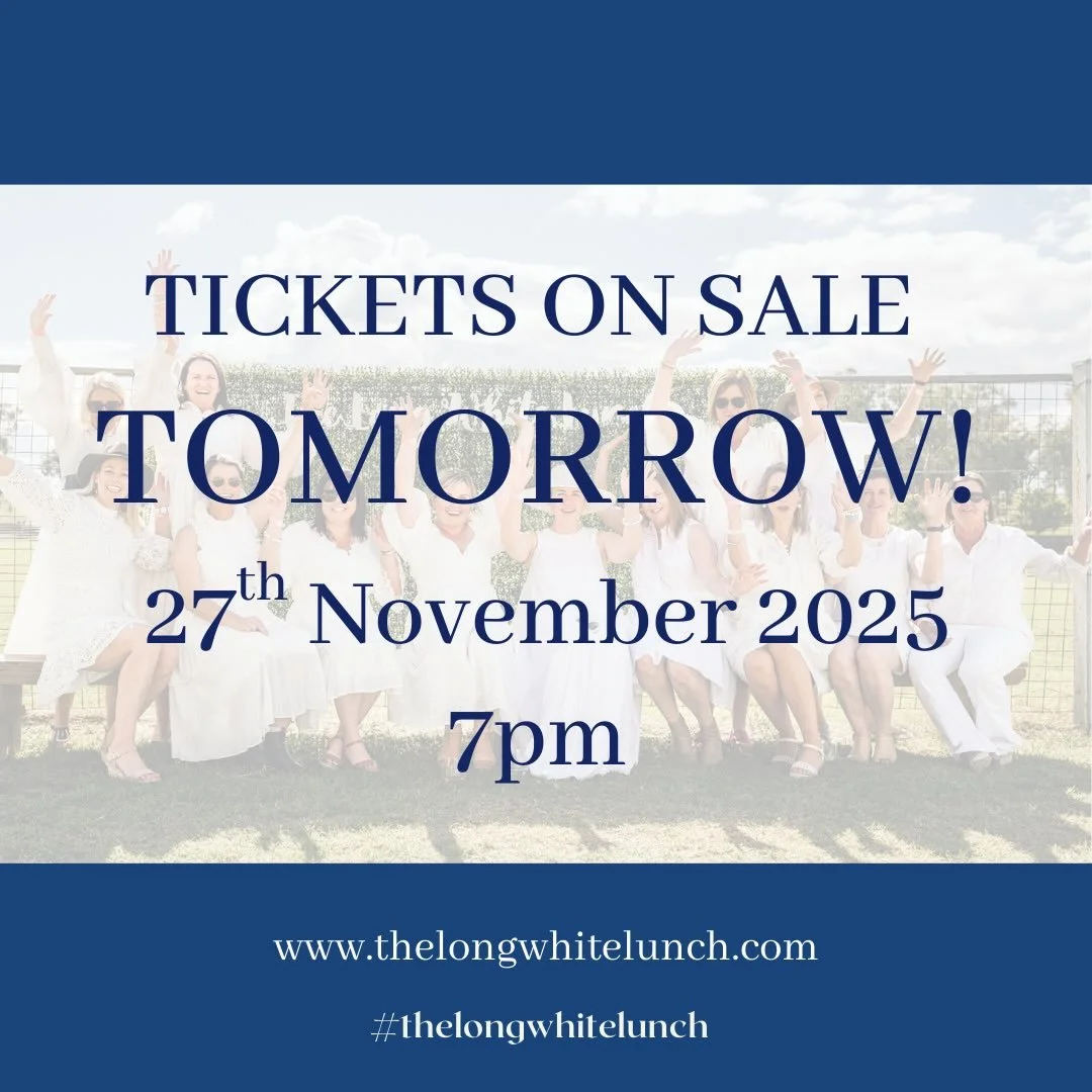 🎉 The Long White Lunch Tickets On Sale Tomorrow at 7pm 🥂.

The wait is almost over! Get ready to secure your spot at this year&rsquo;s Long White Lunch - tickets drop tomorrow at 7pm.

✨ New this year: No need to stress about selecting seats. Just 