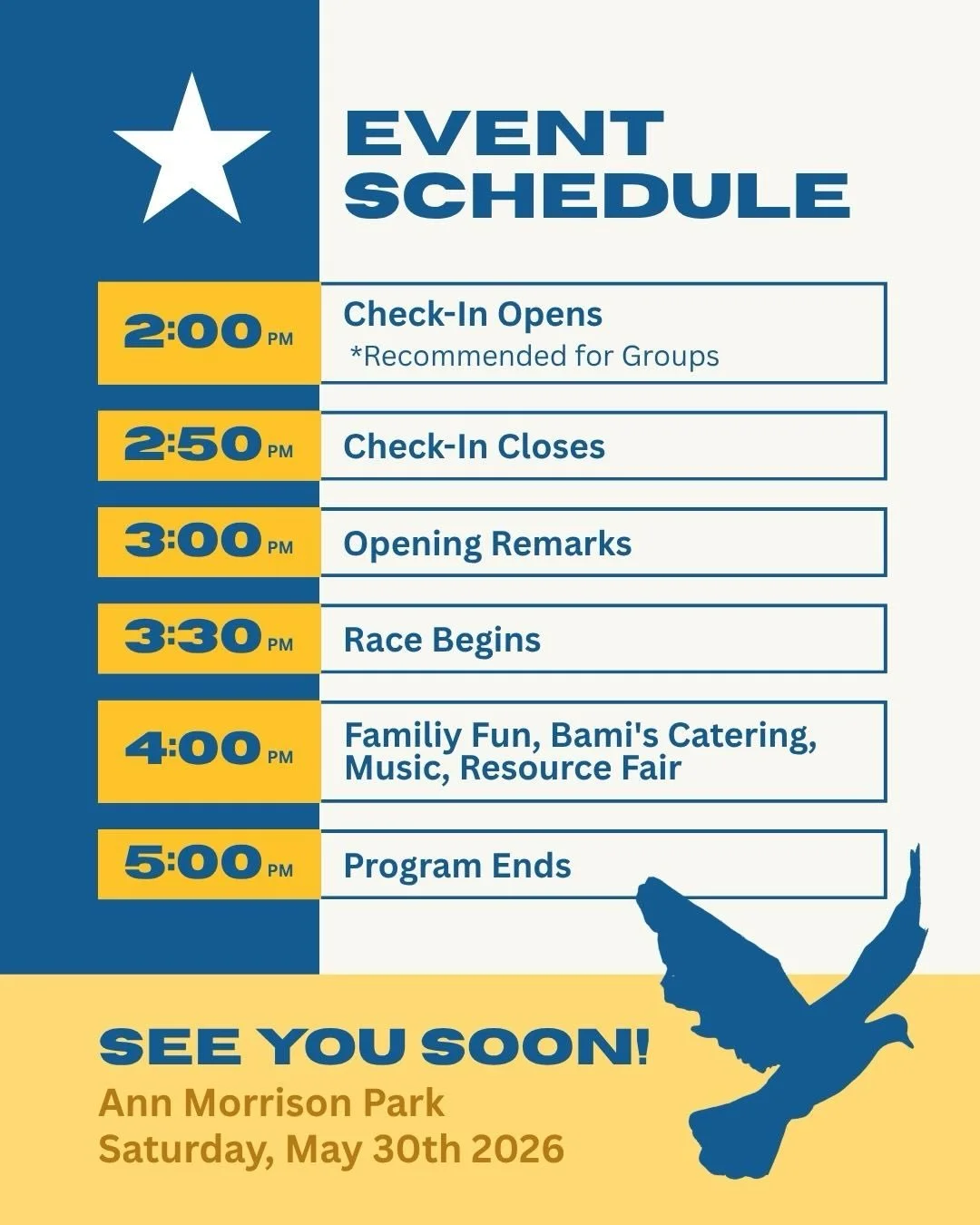 Who&rsquo;s ready for a 5K this Saturday?! 

Check out our event schedule, and be sure to check in before 2:50PM so you can listen our wonderful speakers. 

See you there 🏃&zwj;♀️