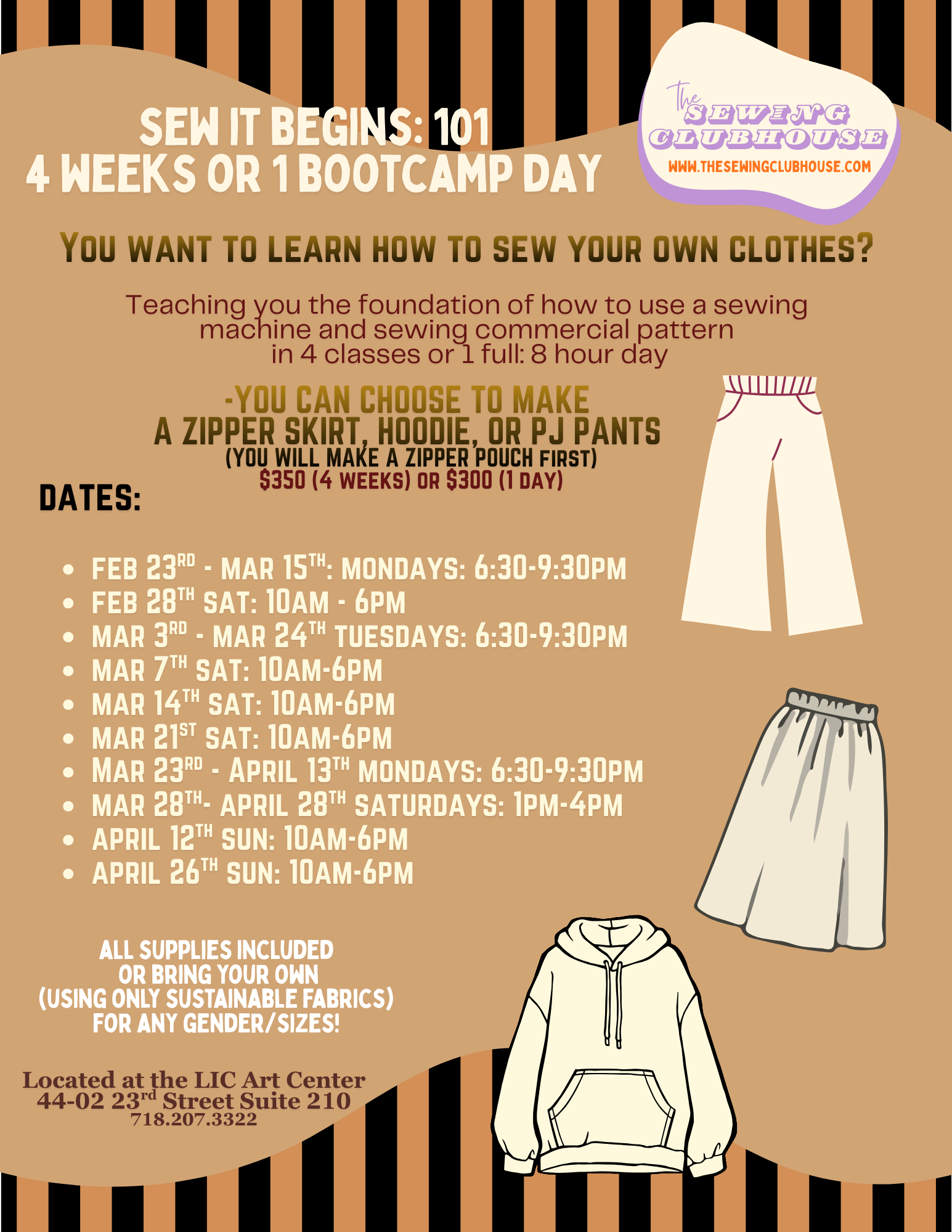 Sew It Begins 101: 4 classes OR 1 full day: Make your own clothes