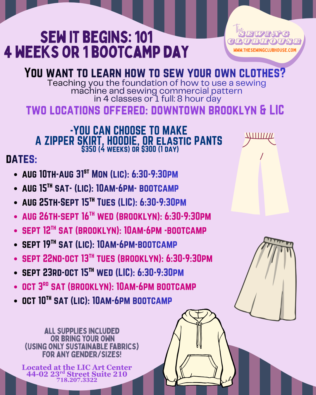 Sew It Begins 101: 4 classes OR 1 full day: Make your own clothes