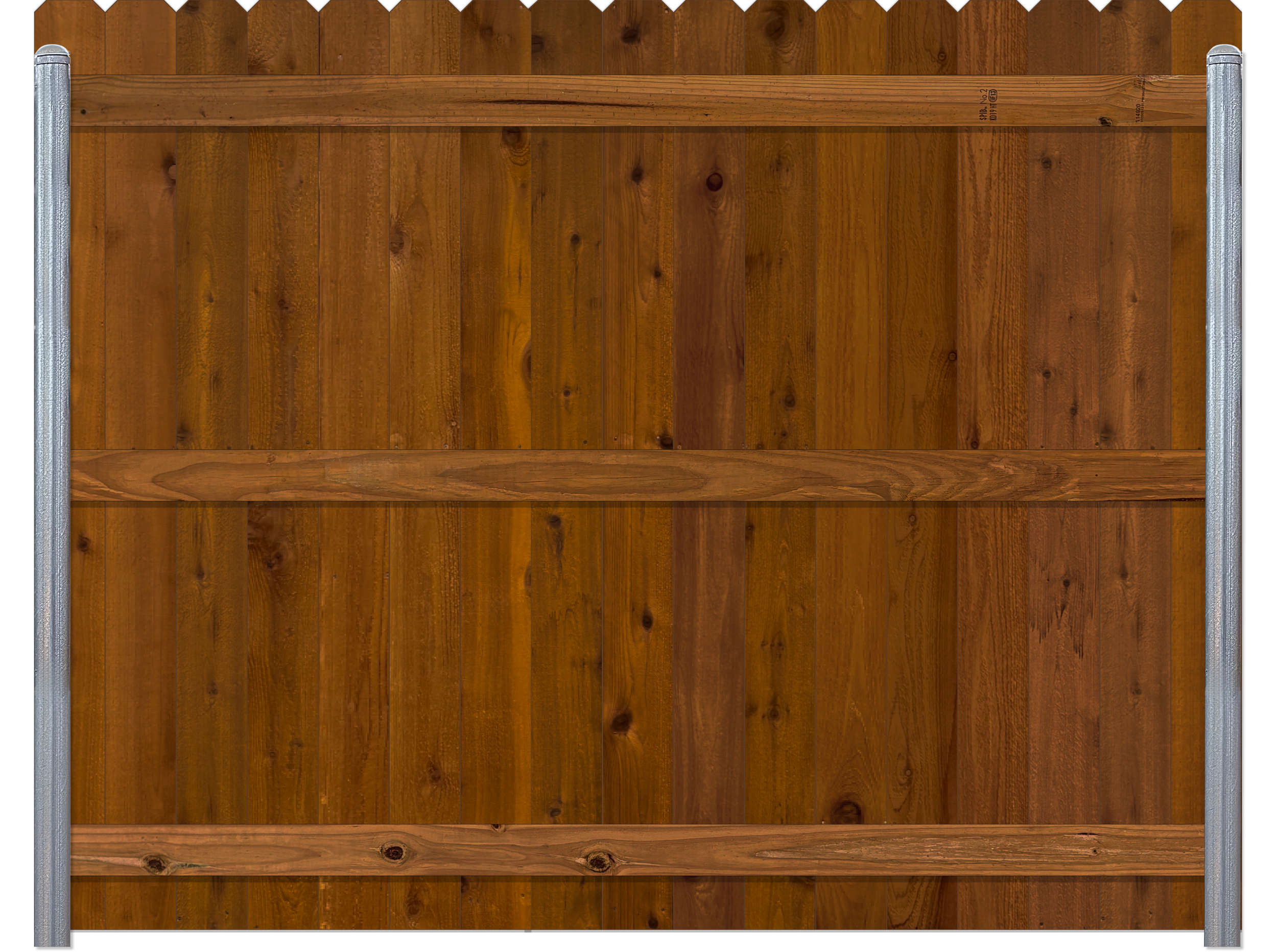 A wooden pallet or platform with metal side supports.