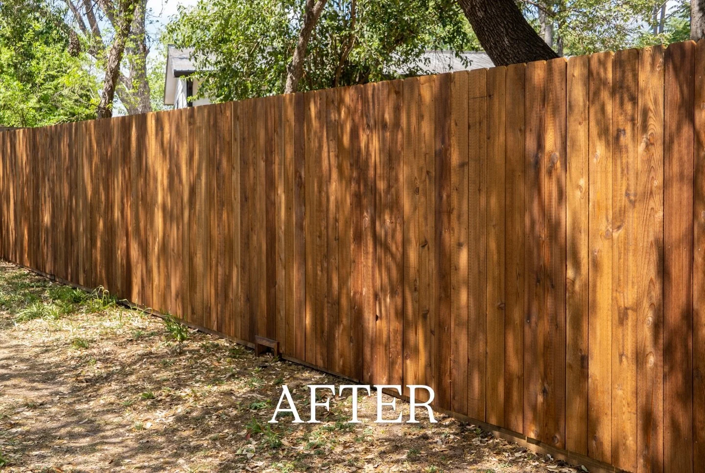 Cedar fences look amazing when they&rsquo;re new, but that rich color doesn&rsquo;t stick around for long in the Austin sun. Before you know it, it fades to gray.

Staining can give you control over the final look. We like to use a semi-transparent o