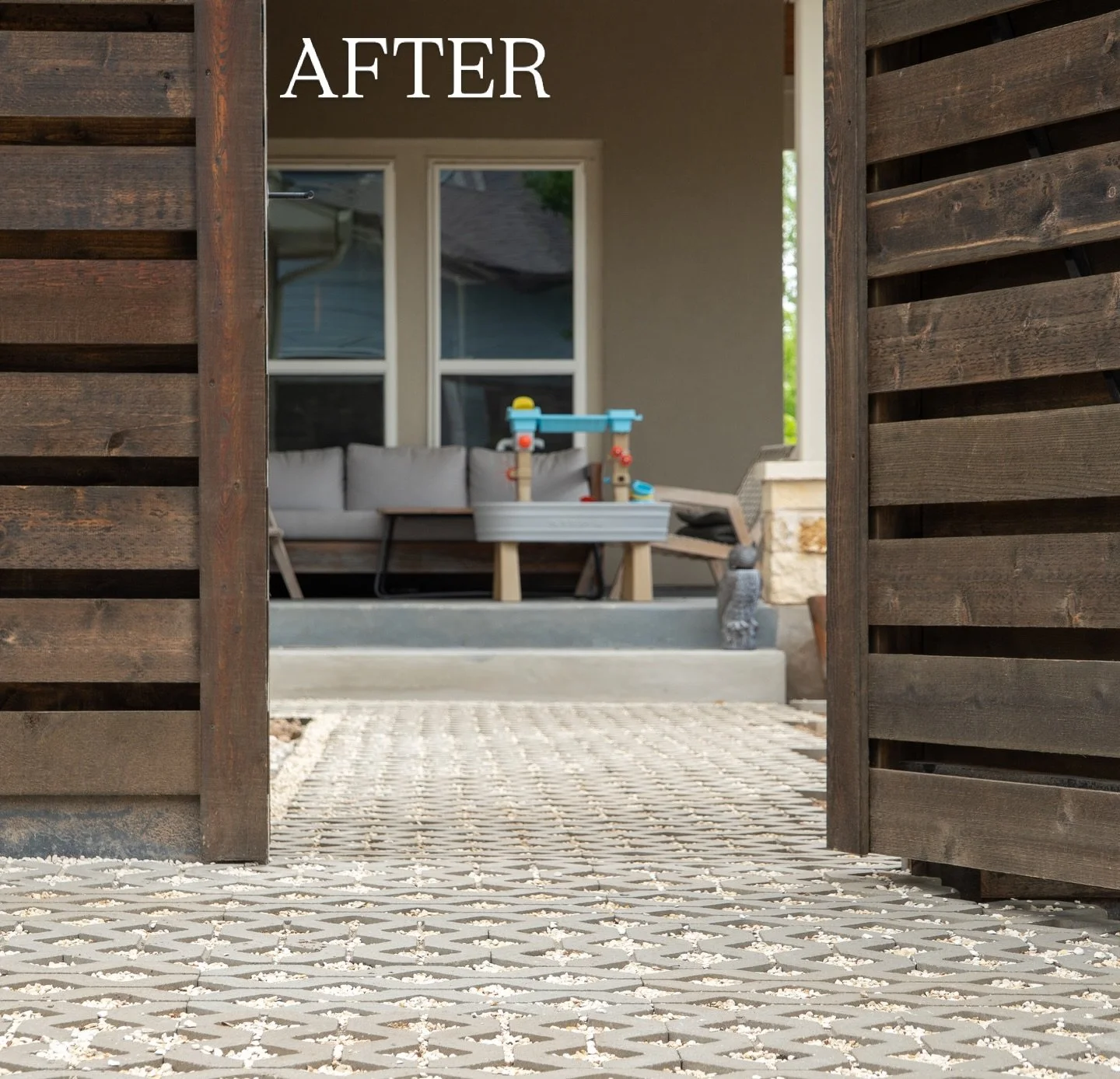 This client had some space leading from the alley behind his home to his back patio which was prone to becoming muddy and unusable.

He wanted to keep some of that dirt to plant a wildflower garden, but wanted to make that space much less muddy.

Lay