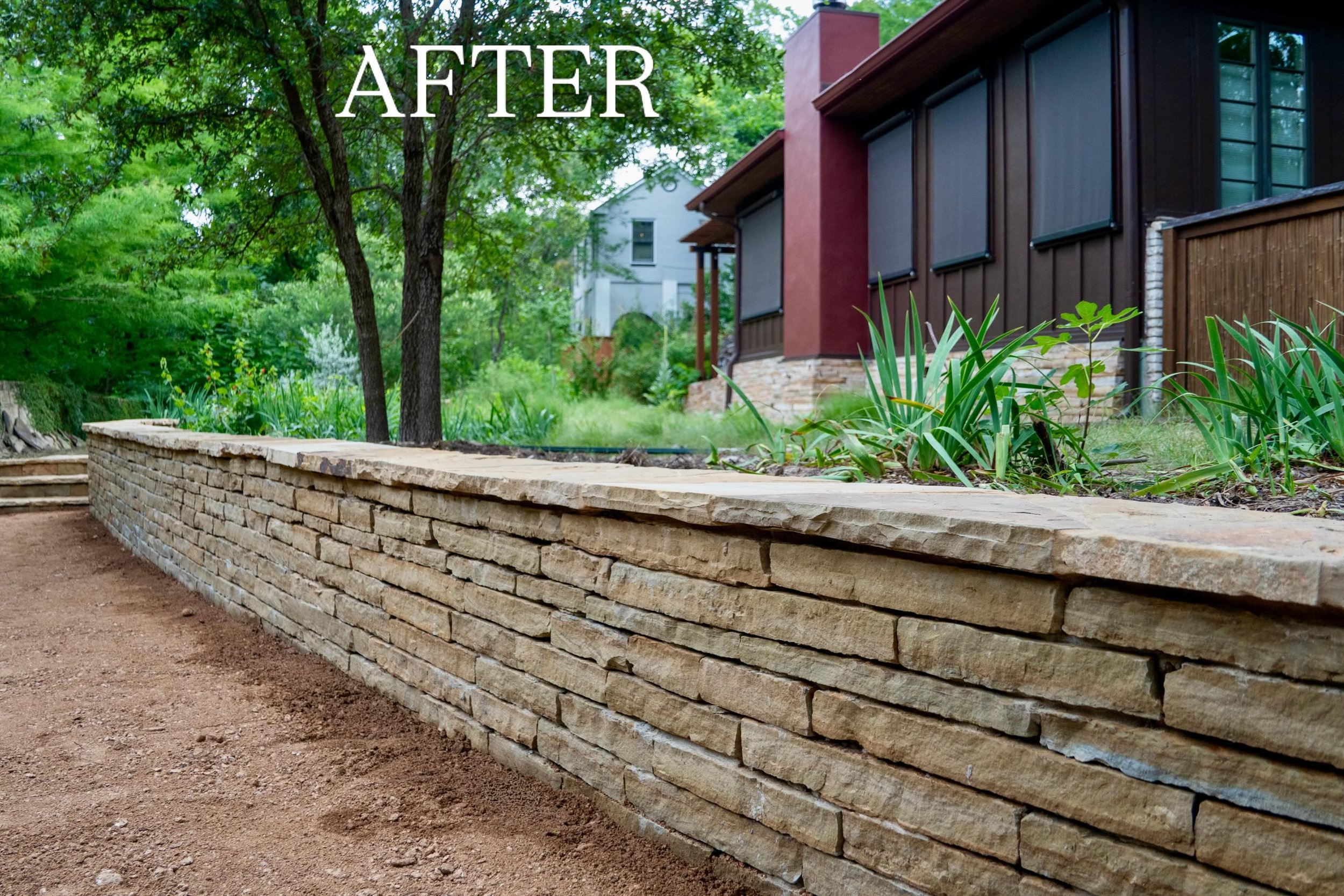 It&rsquo;s hard to believe this is the same spot.

The original masonry retaining wall had deteriorated significantly over time, with cracking and movement that made it difficult to continue serving its intended purpose. After evaluating the site, th