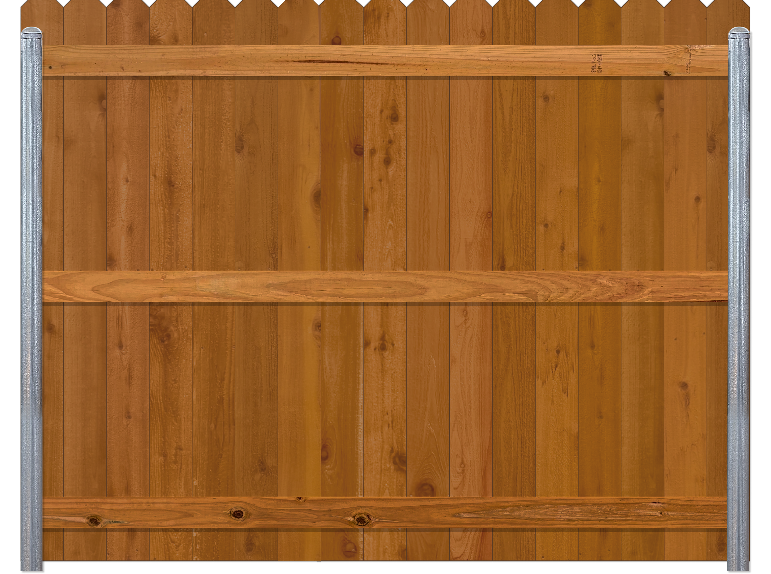 A wooden gate with metal hinges and frames on each side.