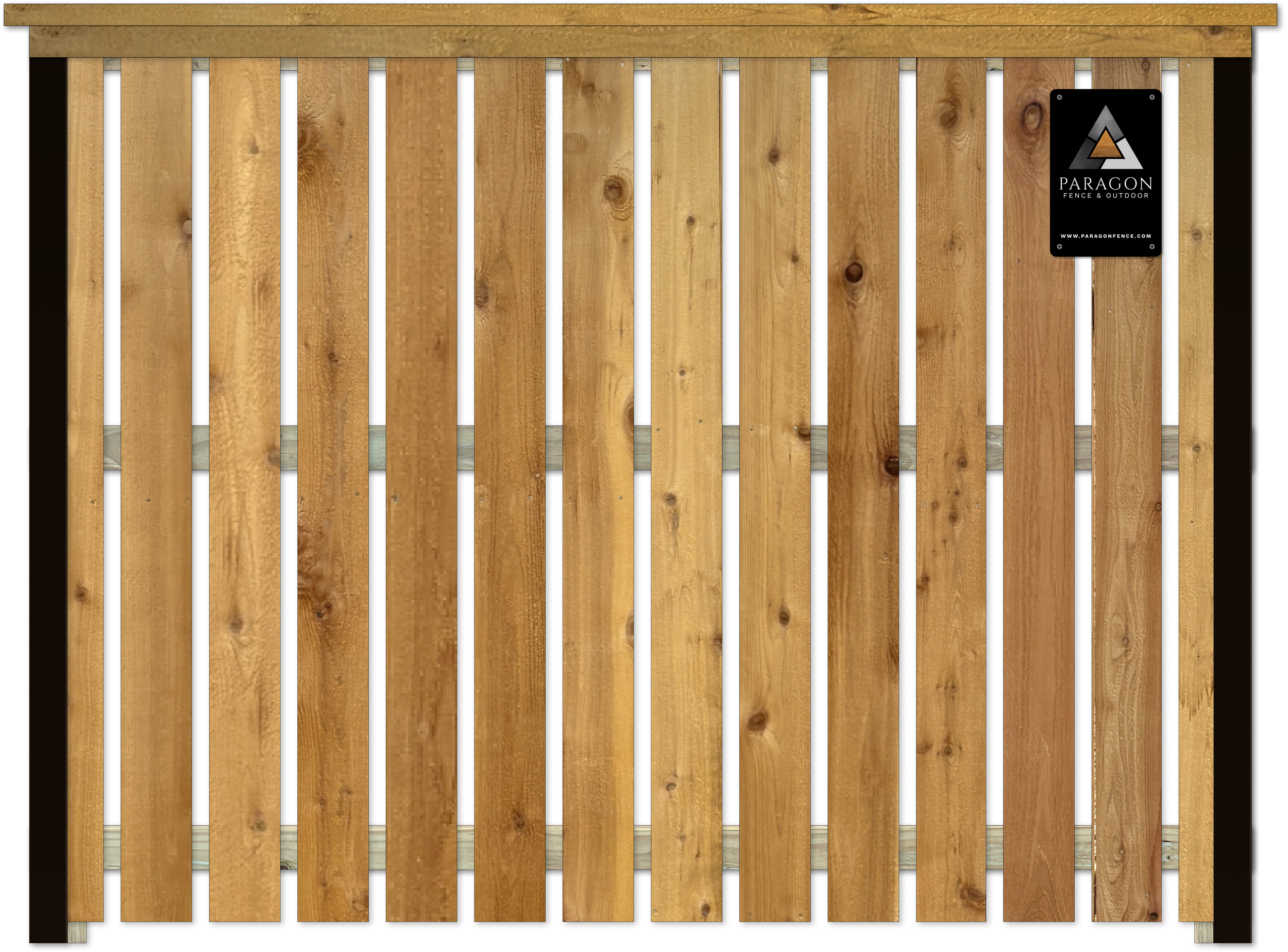  Upgrade option:  Includes cedar cap and trim, and framed with black or galvanized 3" steel posts