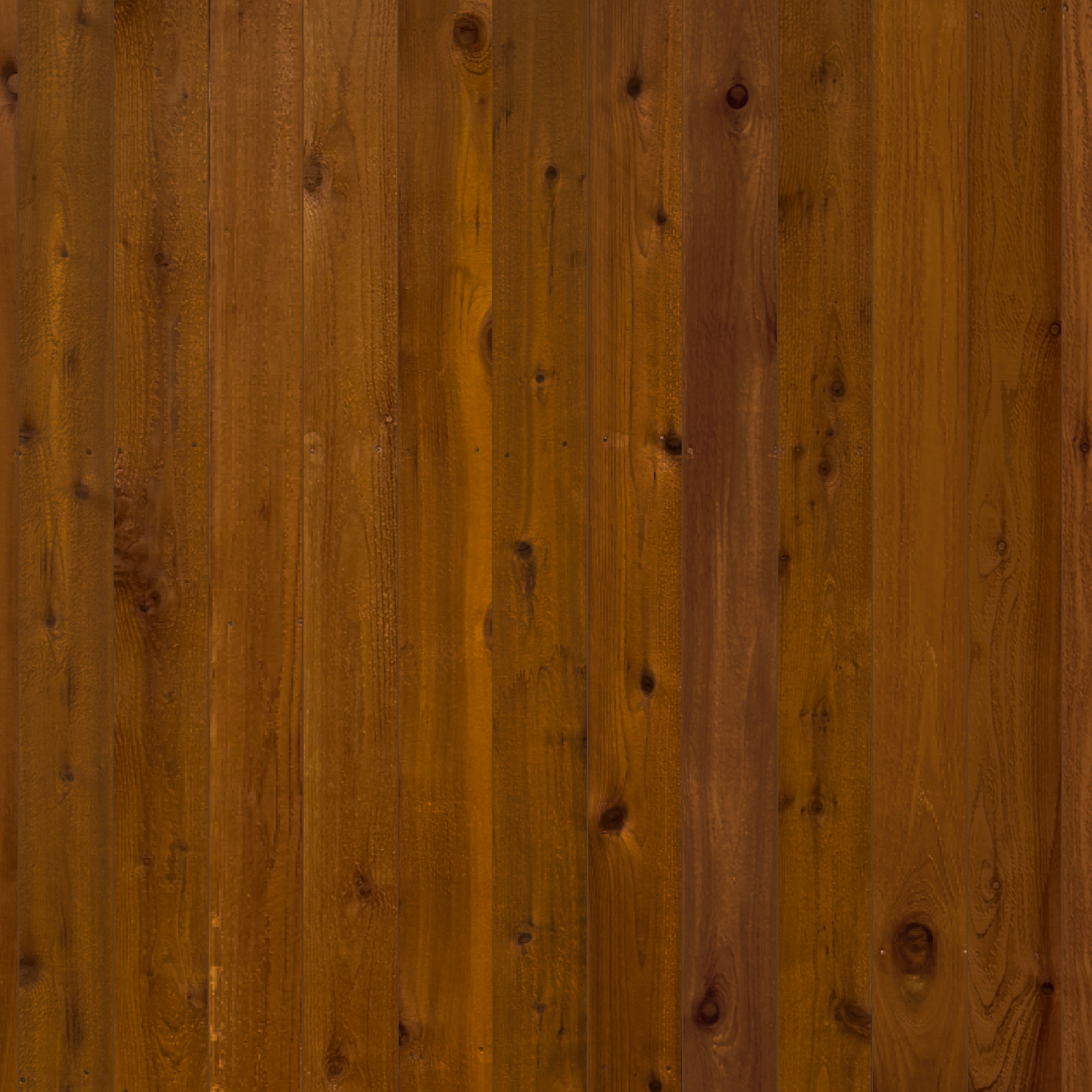 A wooden panel wall with vertical planks, rich brown color, visible knots, and wood grain details.