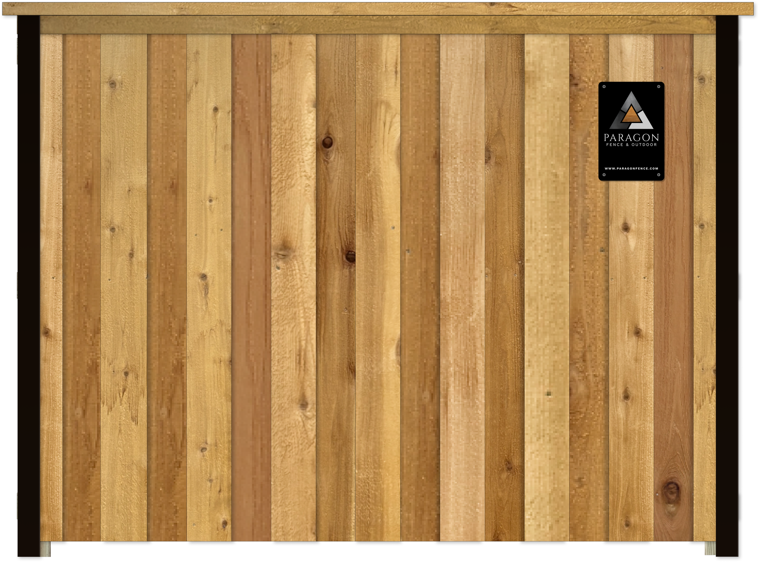  Upgrade option:  Includes cedar cap and trim, and framed with black or galvanized 3" steel posts