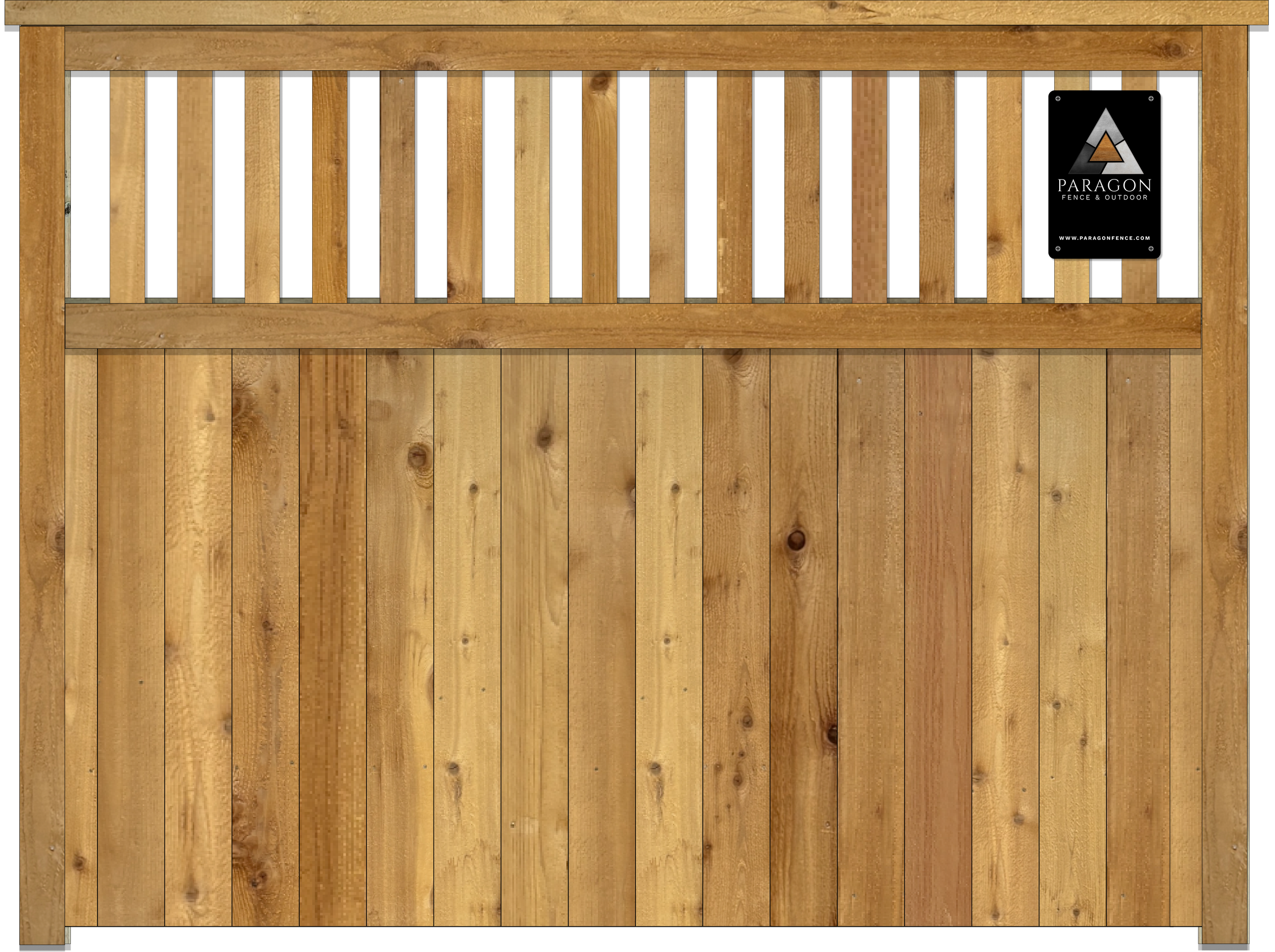  Upgrade option:  Includes a 2x6 cedar cap along the top and framed with cedar trim on both sides