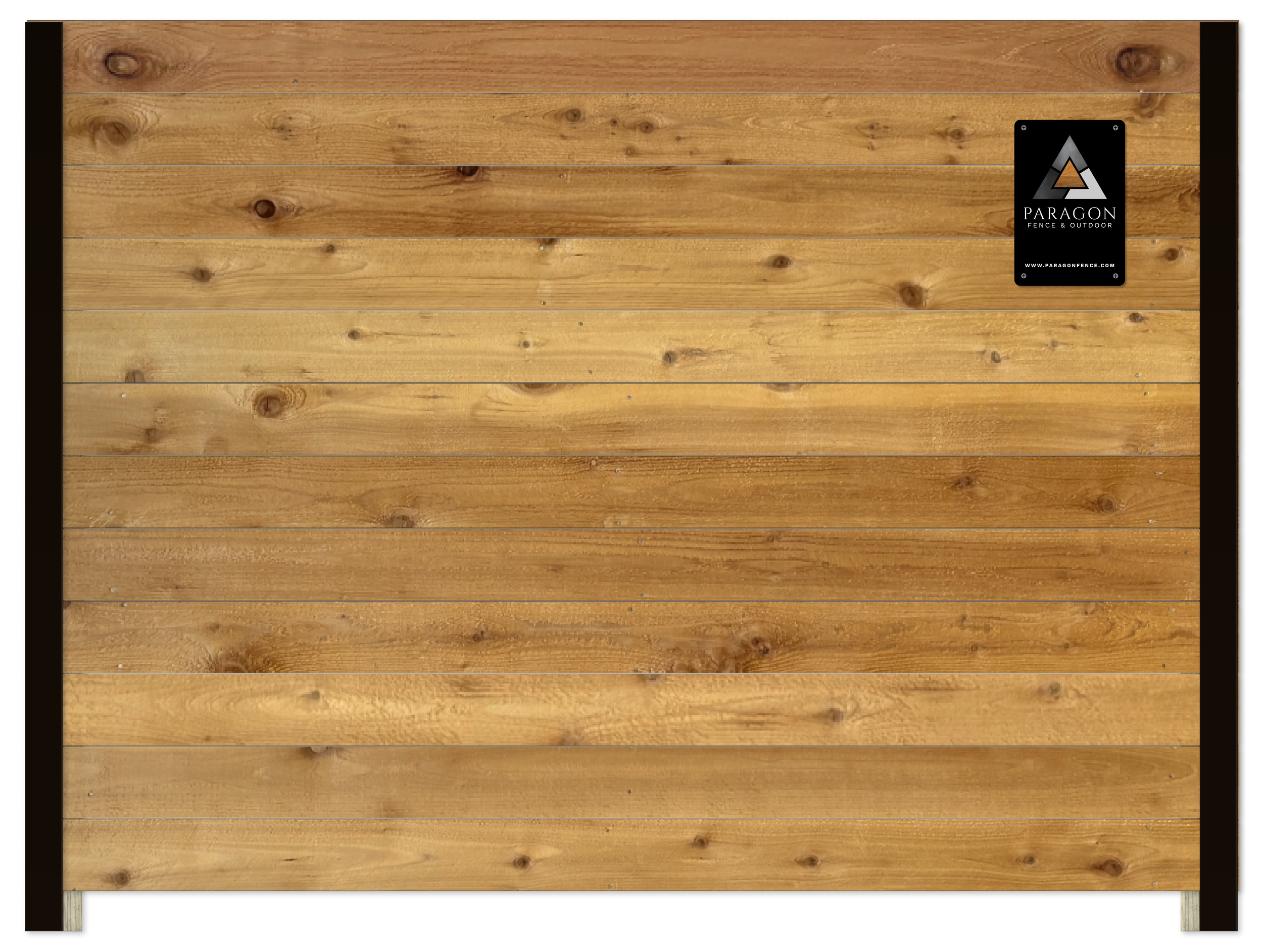  Upgrade option:  Standard horizontal fence framed with black or galvanized 3" steel posts