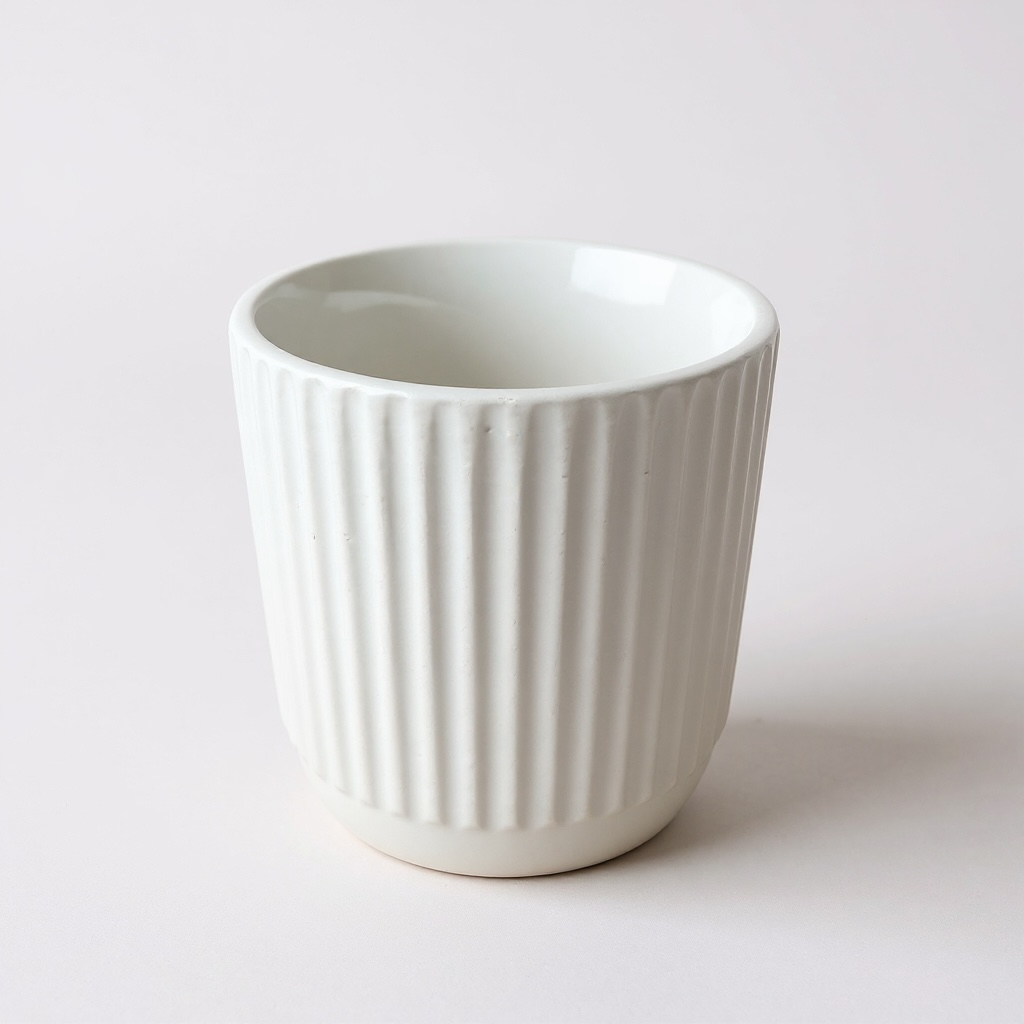 Ceramic Ribbed Cylinder Jar