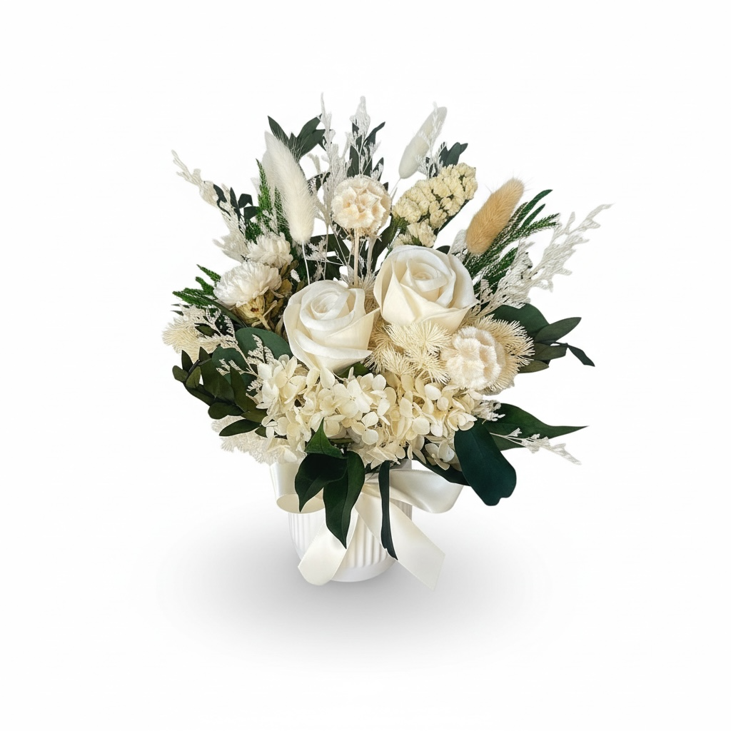 Little Clara – Ivory Rose & White Neutral Floral Arrangement