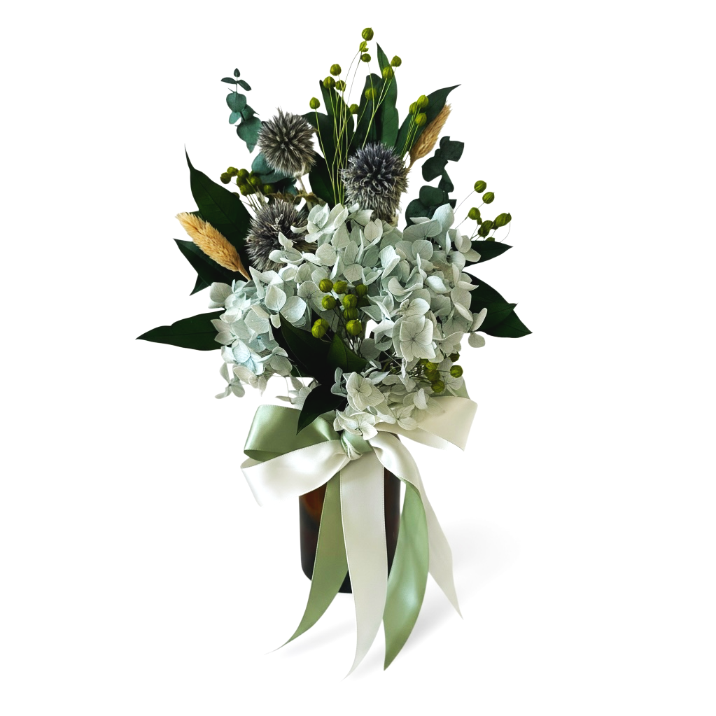 Little Holly – Soft Blue Hydrangea & Textural Dried Florals