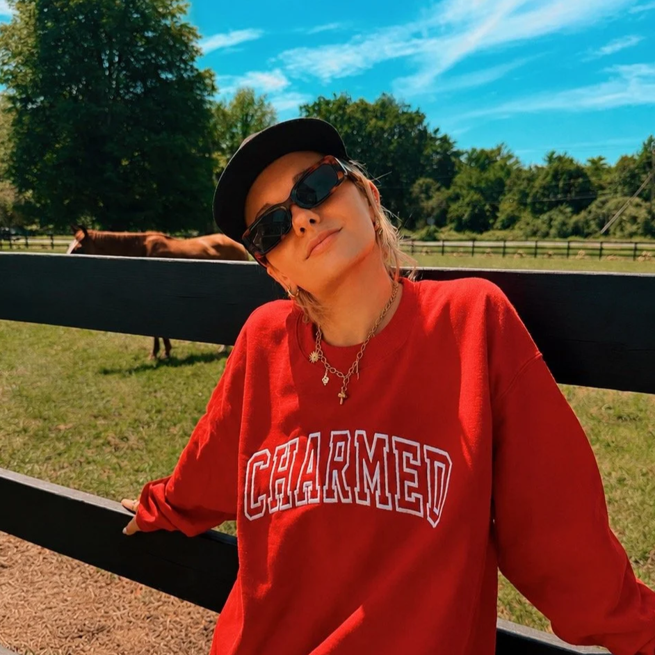 Embroidered Crewneck Sweatshirt - Red