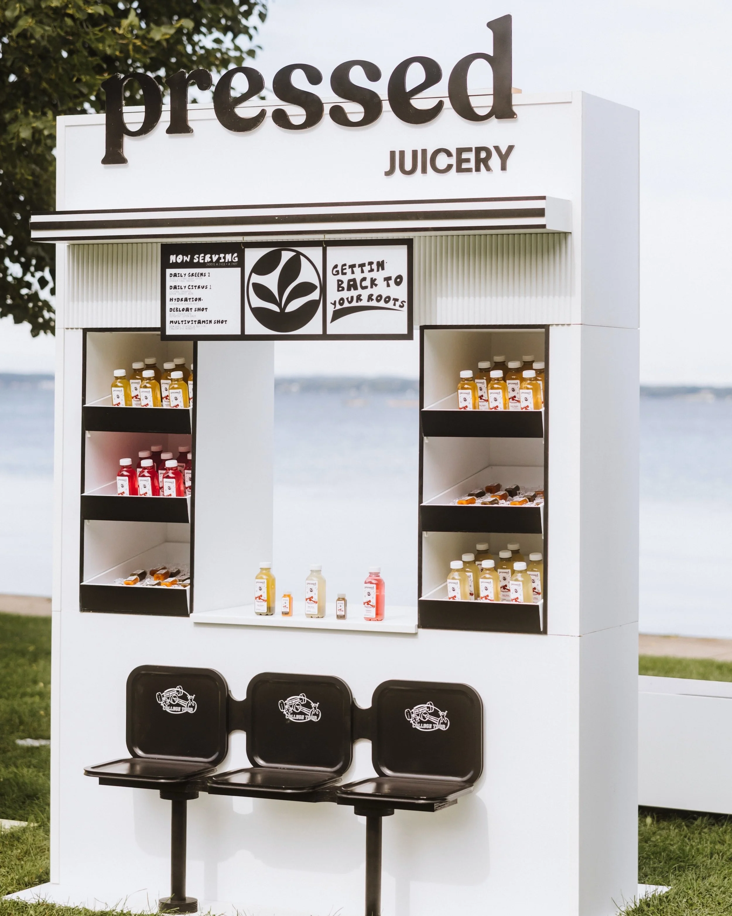 The @pressedjuicery concession at the @fuzehouse x @popupwrkout College Tour

Guests can refuel post-class with Pressed&rsquo;s Daily Greens 2, Daily Citrus 1, Hydration+, plus Debloat and Multivitamin shots.

Upcoming stops:
October 1st: Indiana Uni